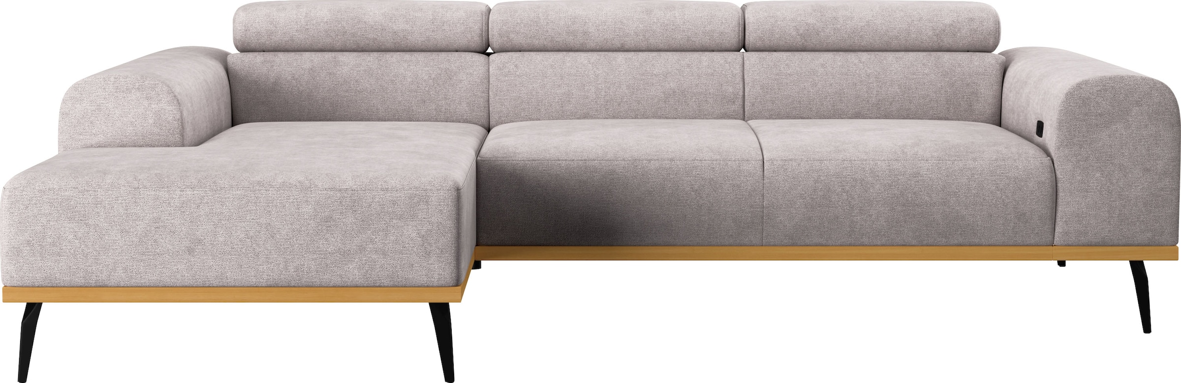 Places of Style Ecksofa »Carlo L-Form«, mit Kopfteilverstellung & Holz-Rahmenoptik, optional Relaxfunktion