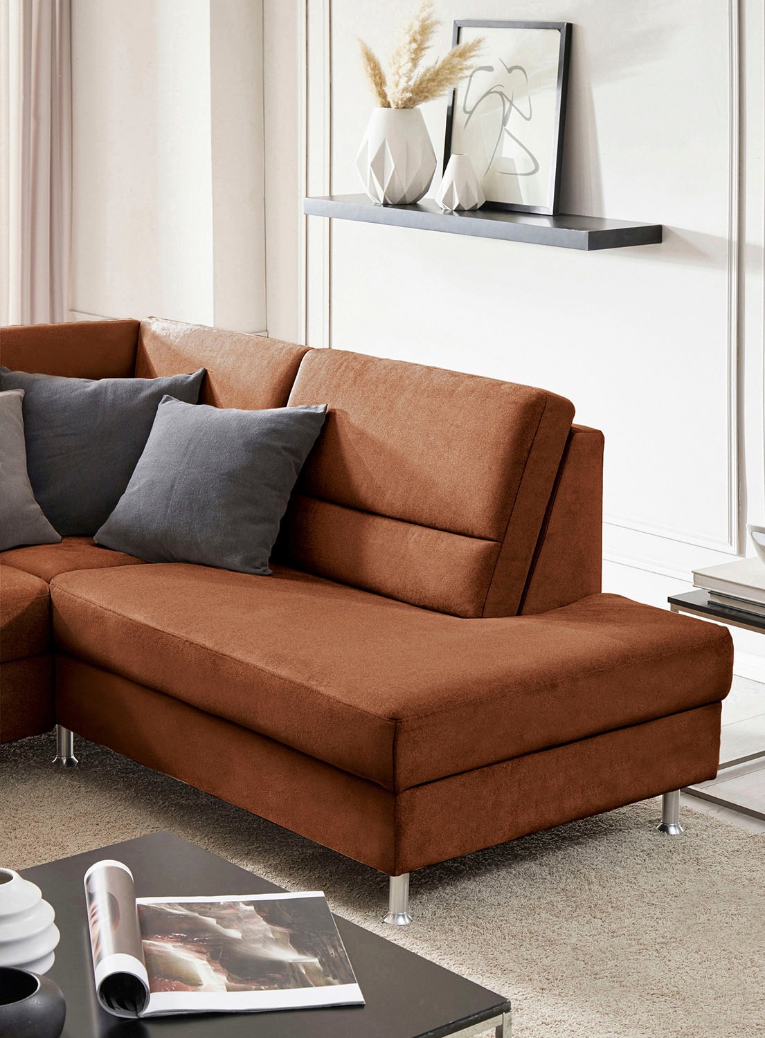 CALIZZA INTERIORS Ecksofa »Onyx L-Form«, Ottomane links oder rechts, wahlweise mit Bettfunktion, Breite 257 cm