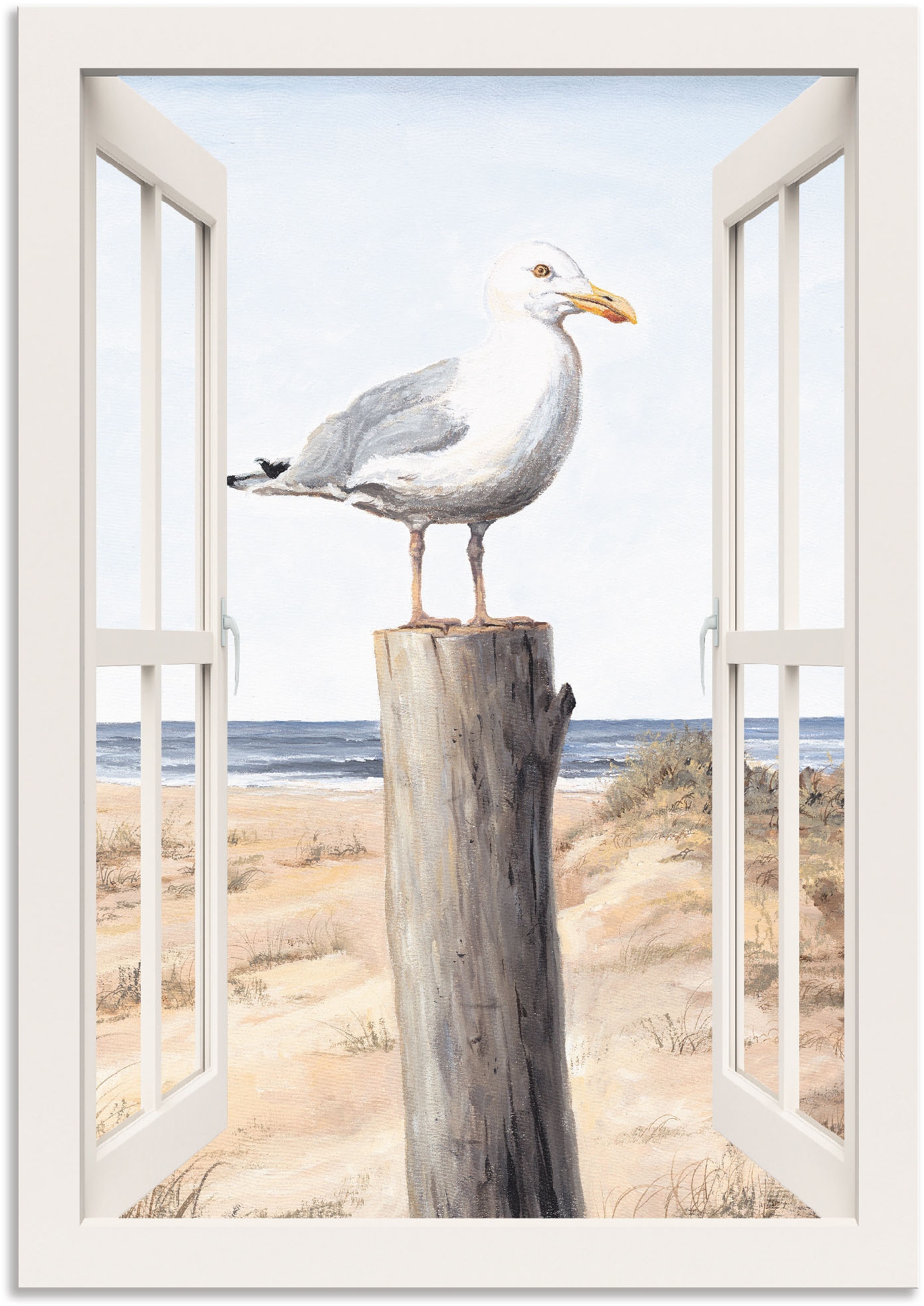 Artland Wandbild »Möwe Fensterblick«, Vogelbilder, (1 St.), als Alubild,  Leinwandbild, Wandaufkleber oder Poster in versch. Größen kaufen | BAUR