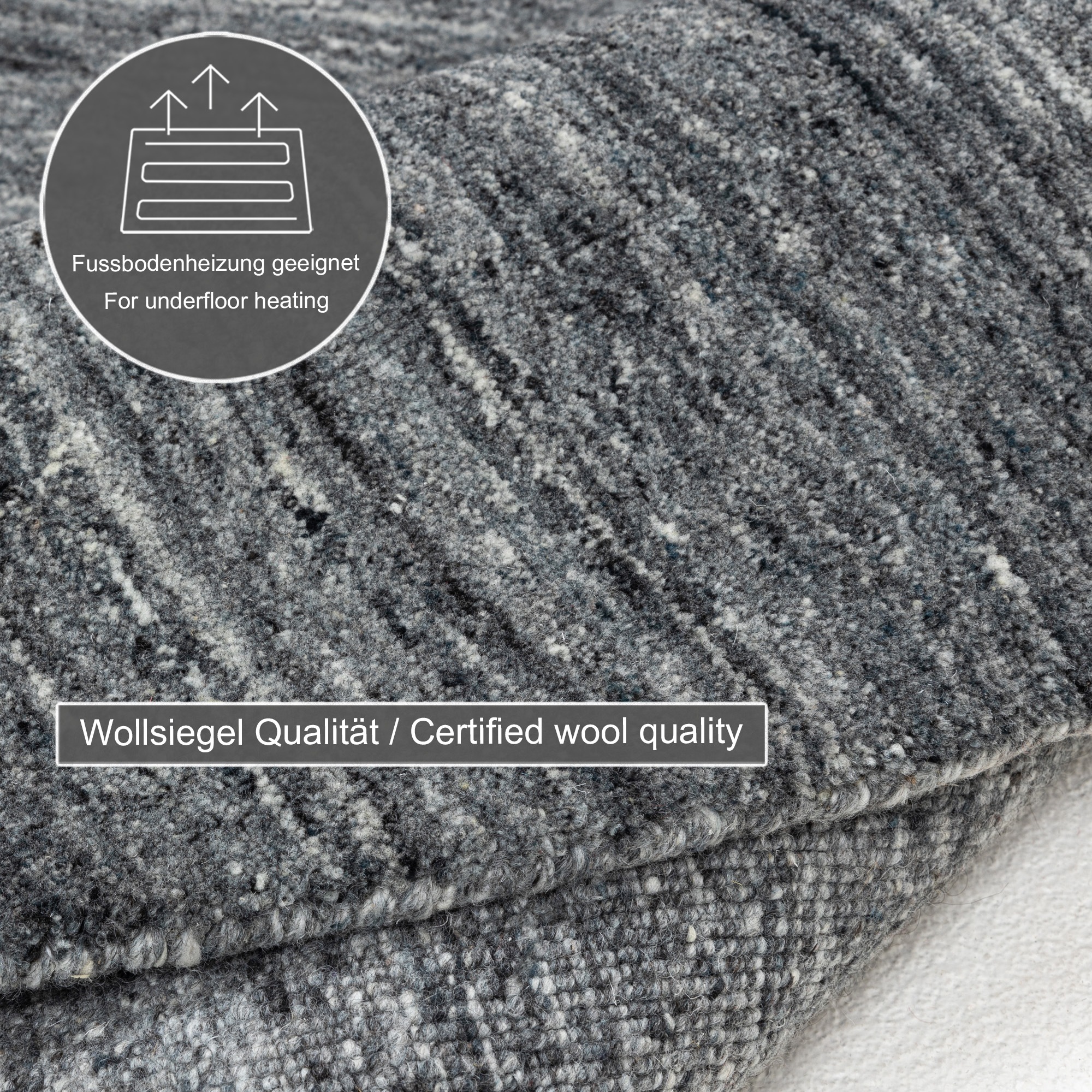 THEKO Wollteppich »Pure UNI«, rund, 14 mm Höhe, Handwebteppich, meliert, reine Wolle, handgewebt