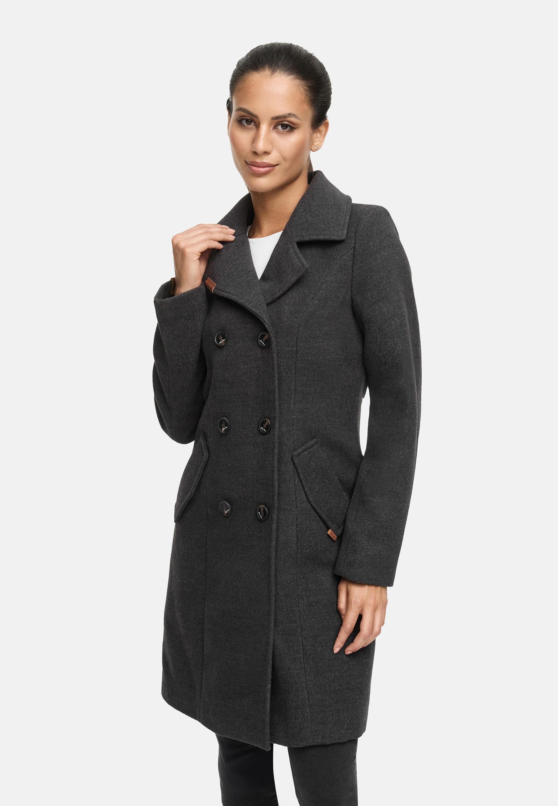 Marikoo Wollmantel »Nanakoo«, edler Damen Trenchcoat in Woll-Optik