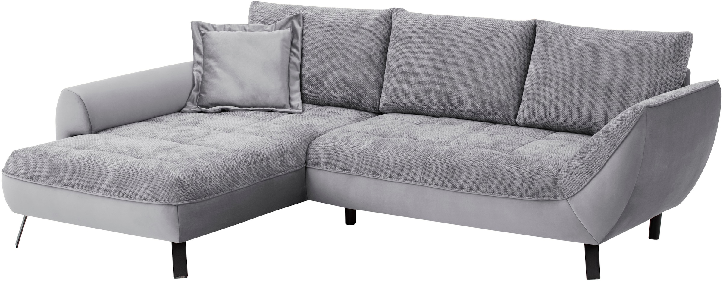 exxpo - sofa fashion Ecksofa »Bellinii, Materialmix, Strukturbezug und pflegeleichter Microvelours« bequem und modern, Materialmix, L-Form