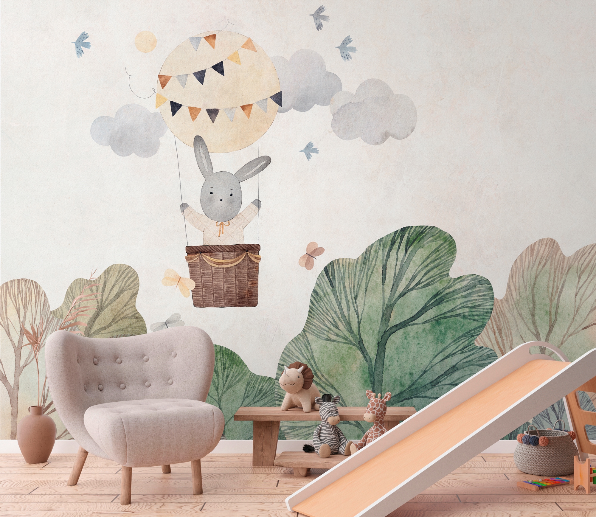 living walls Fototapete »THE WALL III Kinderzimmer Tapete Motivtapete Hase Kinder«, matt,...