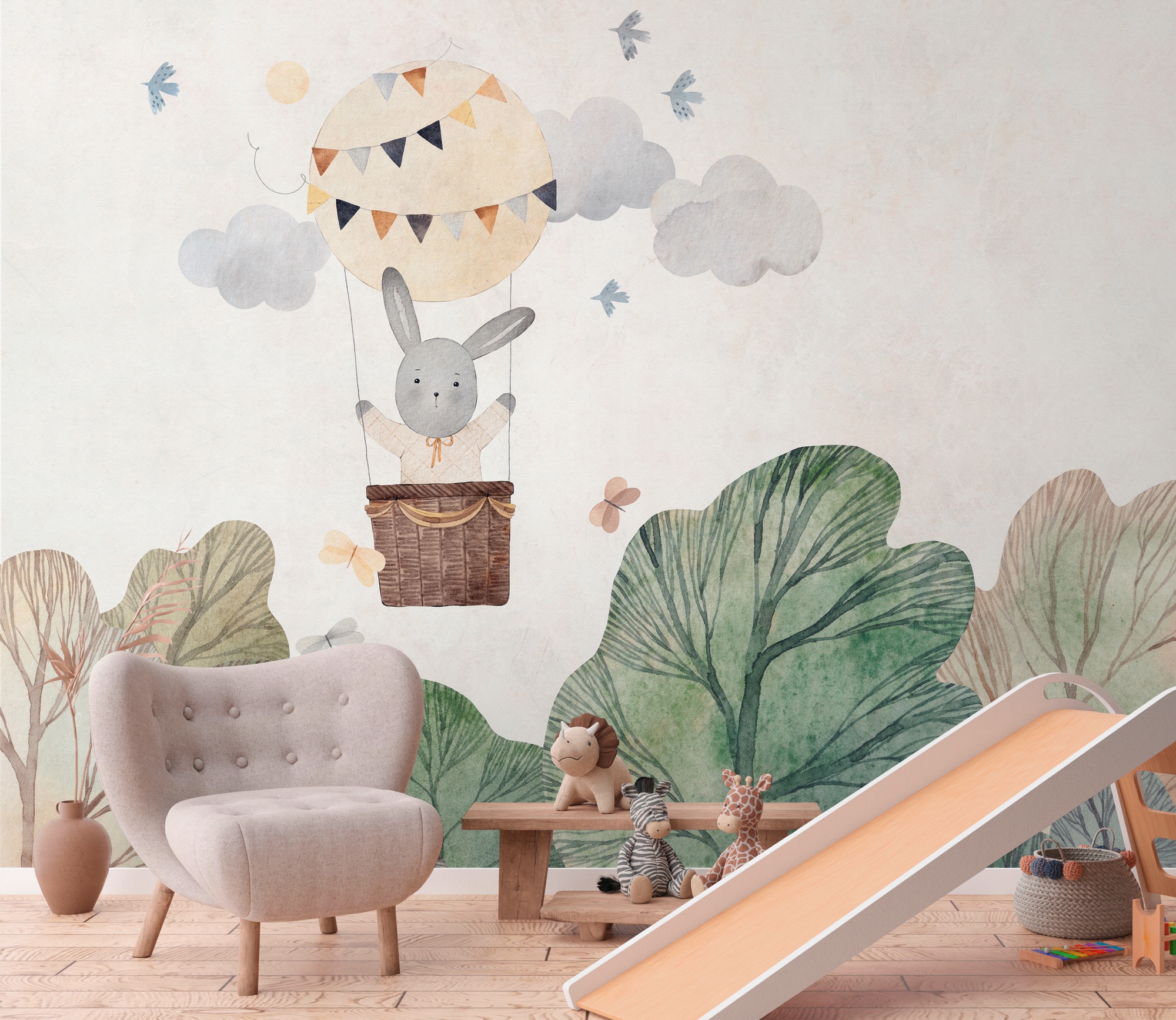 living walls Fototapete "THE WALL III Kinderzimmer Tapete Motivtapete Hase günstig online kaufen