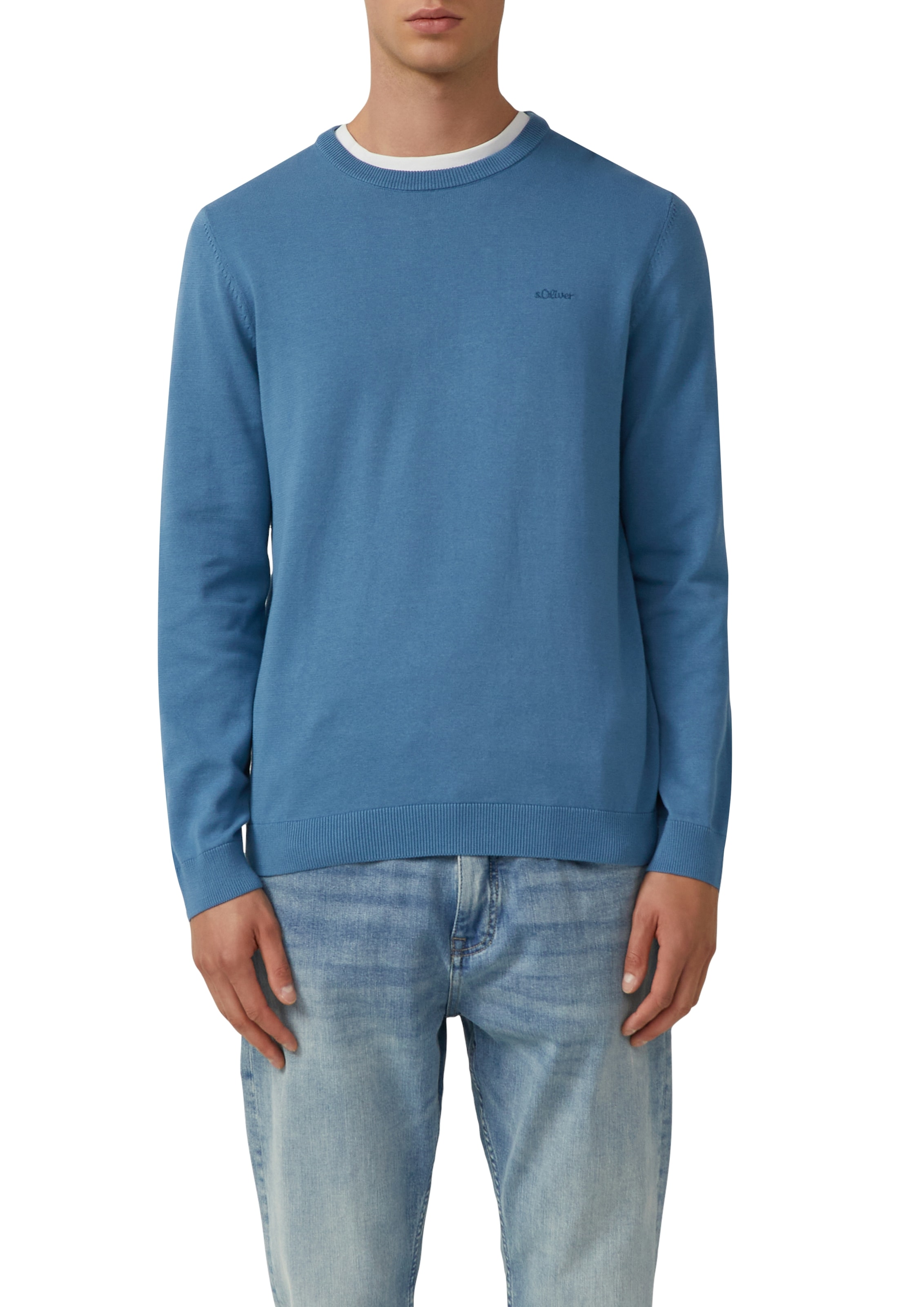 s.Oliver Rundhalspullover mit Logo Stickerei günstig online kaufen