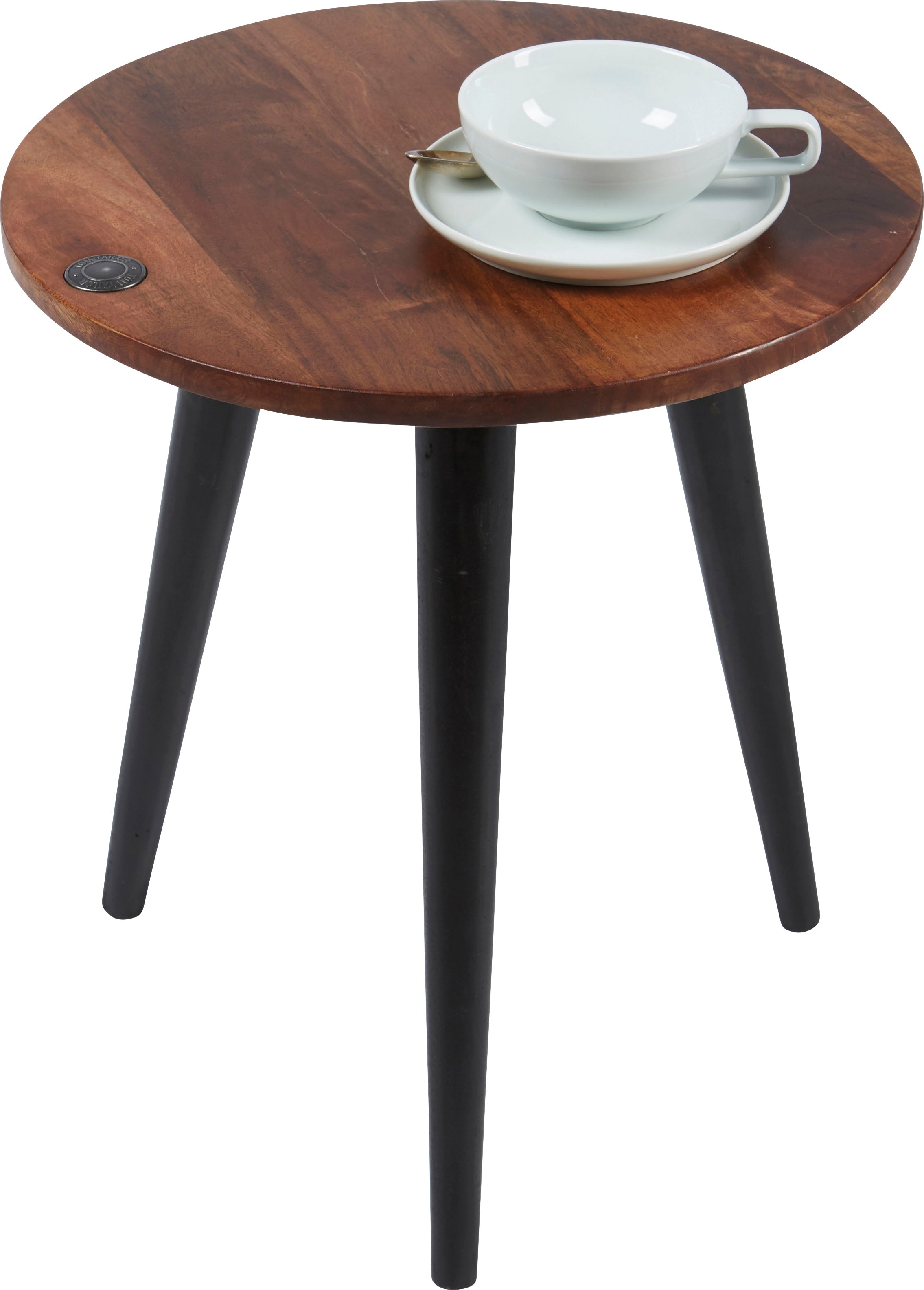 TOM TAILOR HOME Beistelltisch »T-WOOD TABLE SMALL«, Beistelltisch mit Knopfdetail, dunkles Mangoholz und schwarze Beine