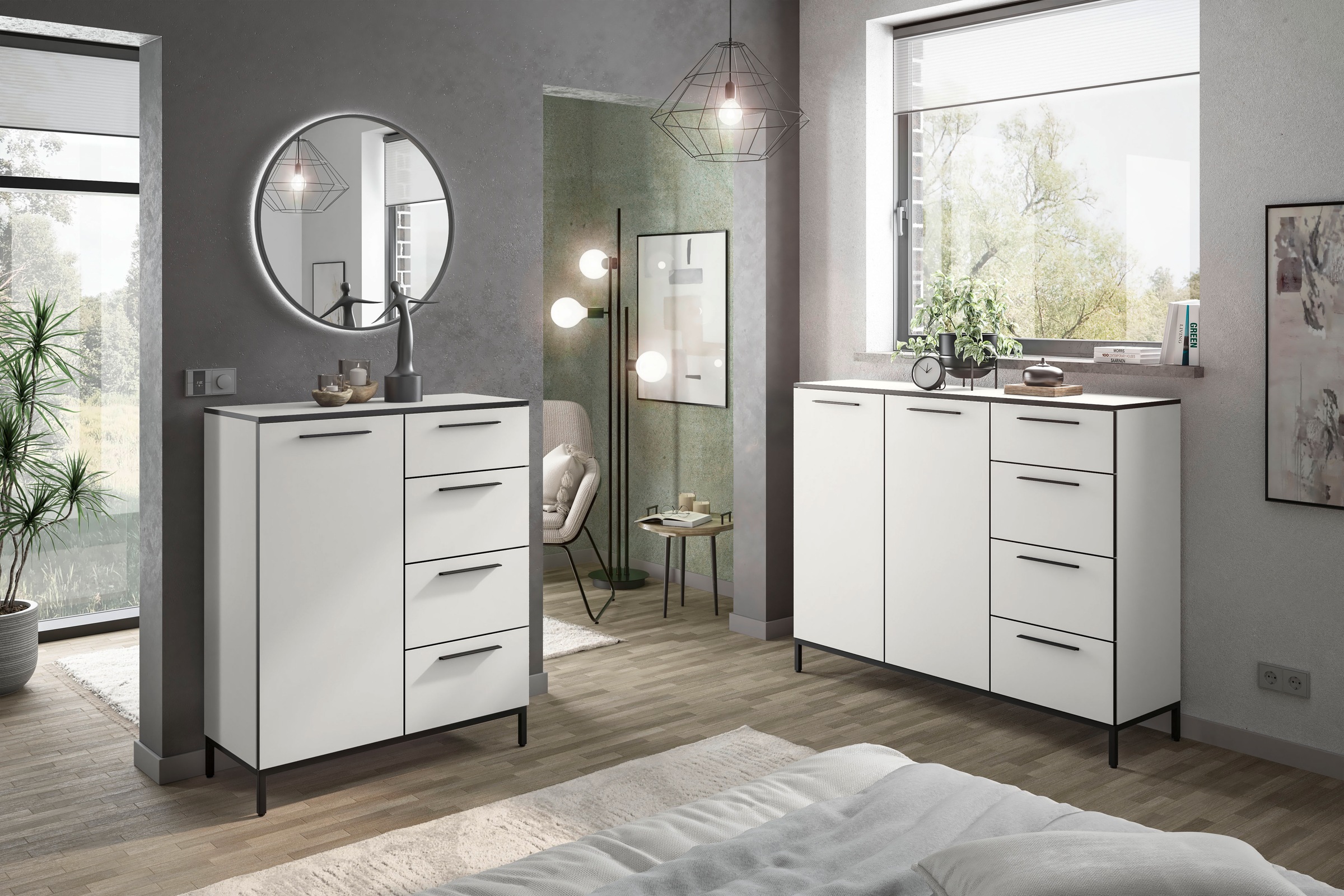 Manjana Möbel Kommode "mit Schwarz matten Metallgriffen in verschiedenen Au günstig online kaufen