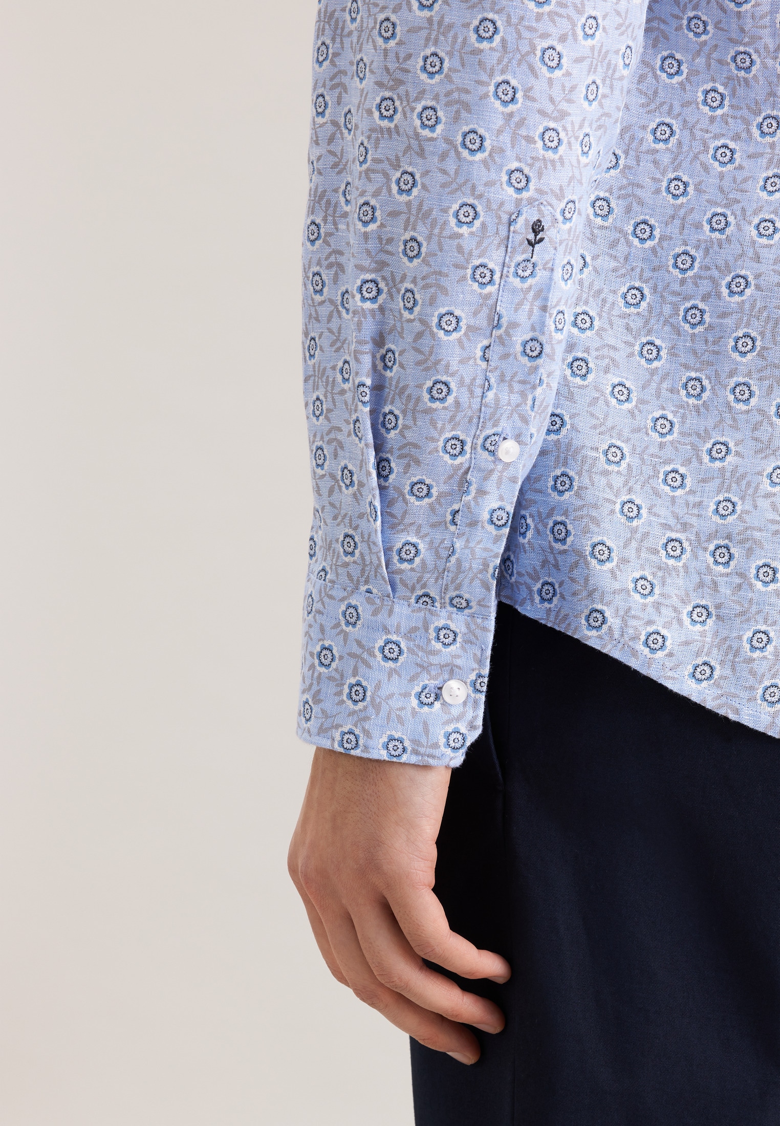 seidensticker Leinenhemd »Schwarze Rose« Slim 1/1 Kentkragen Druck