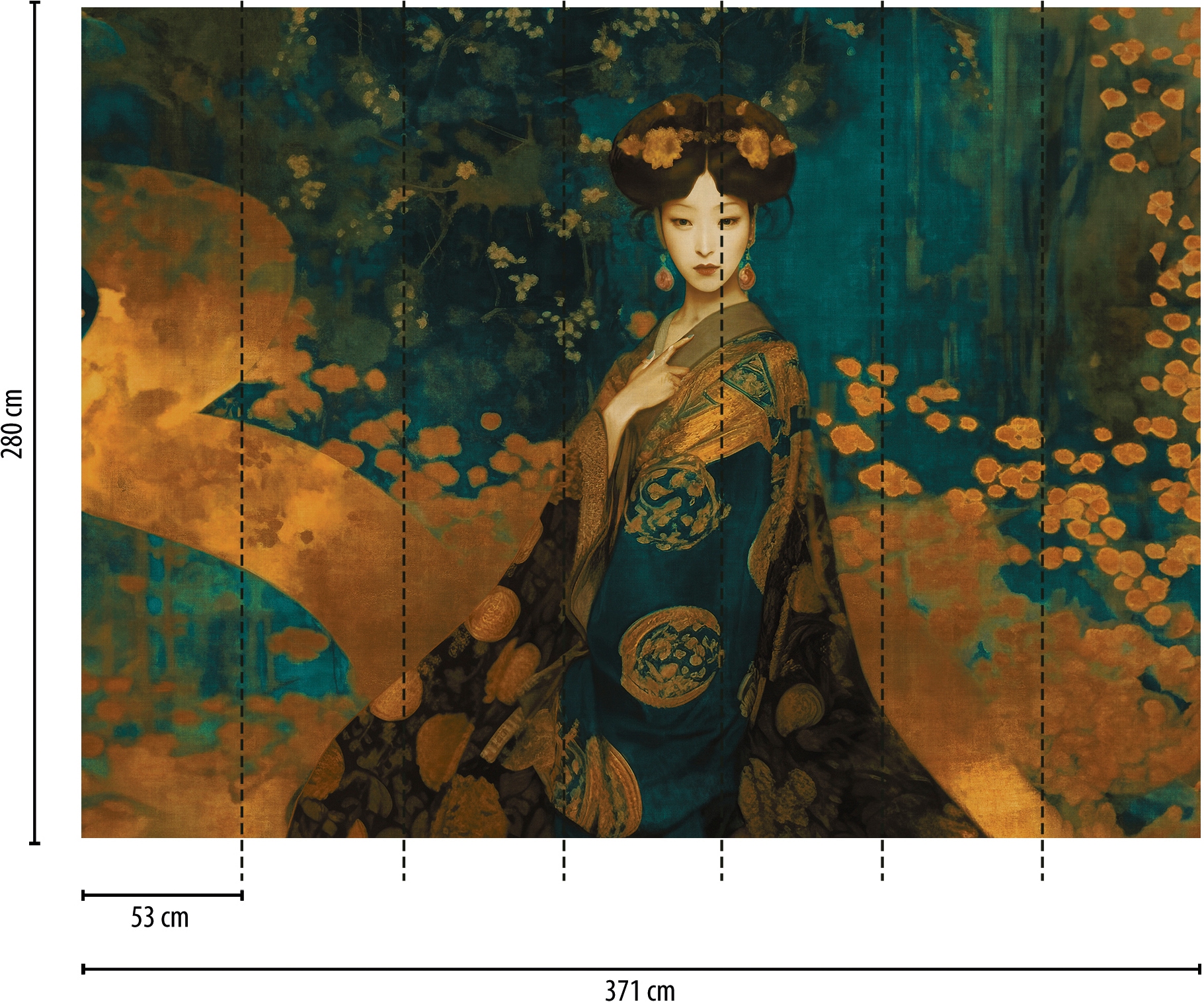 living walls Fototapete »The Wall 4 Eyecatcher – Asiatisches Frauenporträt Vlies-Fototapete« botanisch | floral | matt leicht strukturiert Asiatisches Frauenporträt mit ausdrucksstarker Wirkung