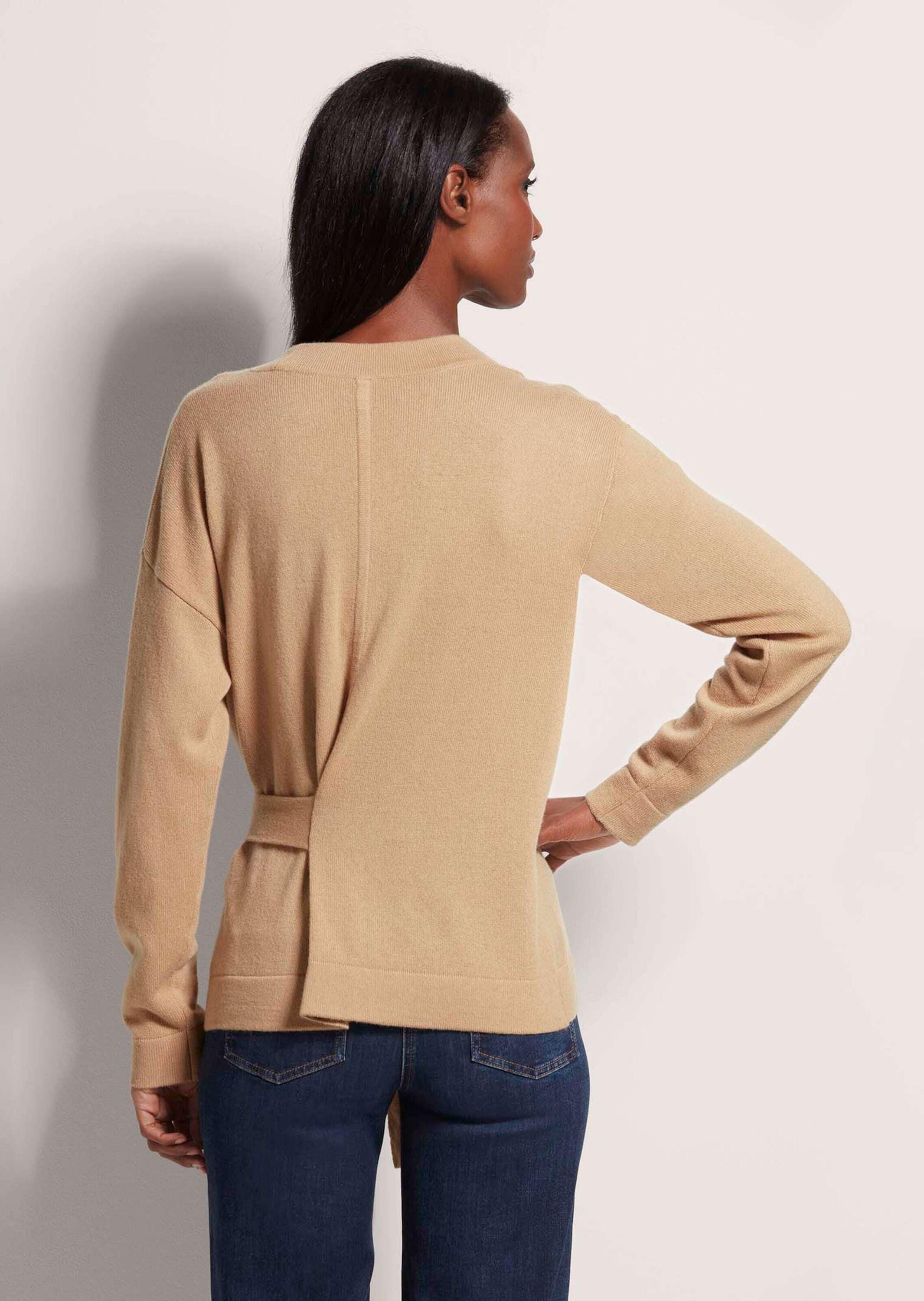 MADELEINE Longpullover »Pullover V-Pullover mit Bindeband«