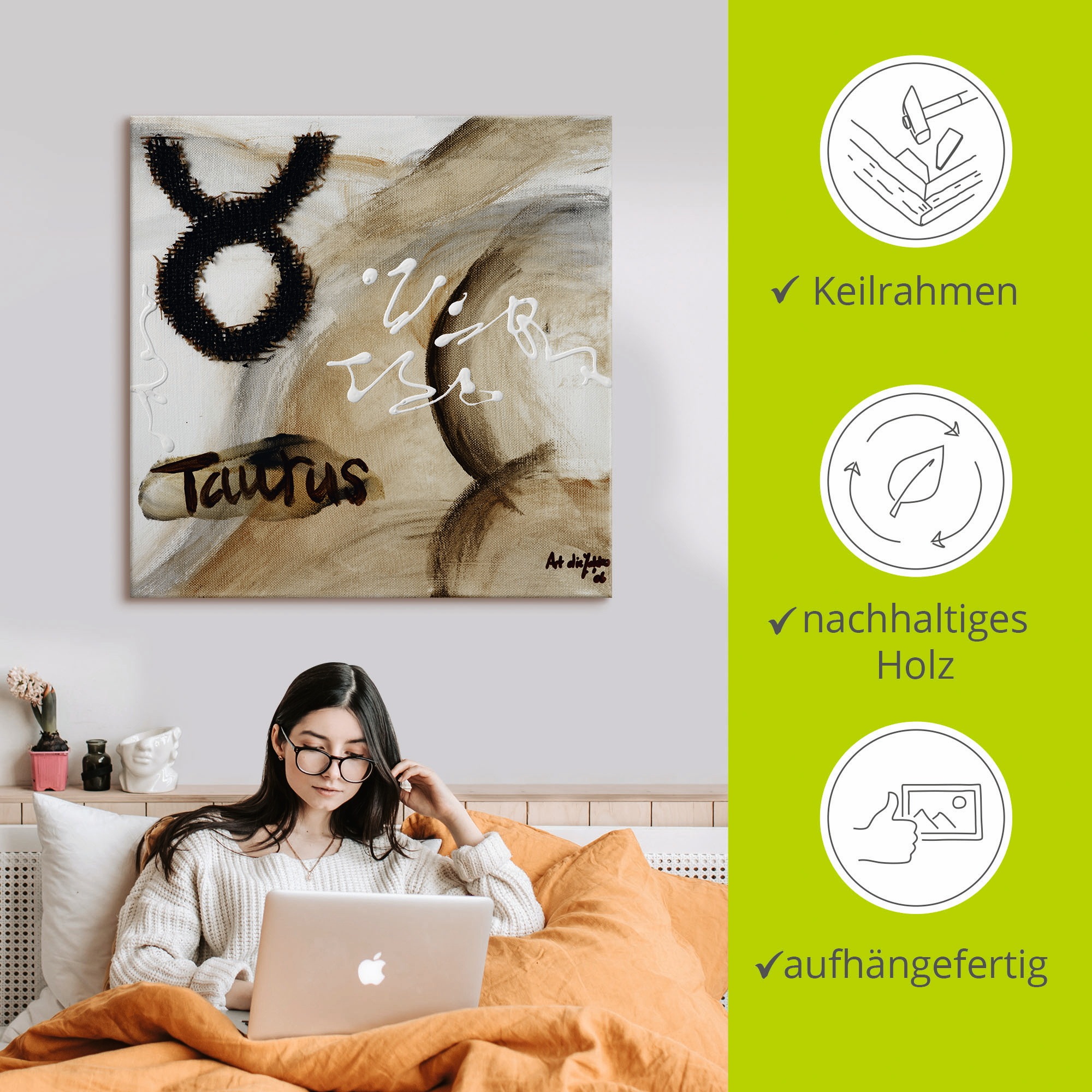 Artland Wandbild »Stier«, Sternzeichen, (1 St.), als Leinwandbild, Poster in verschied. Größen