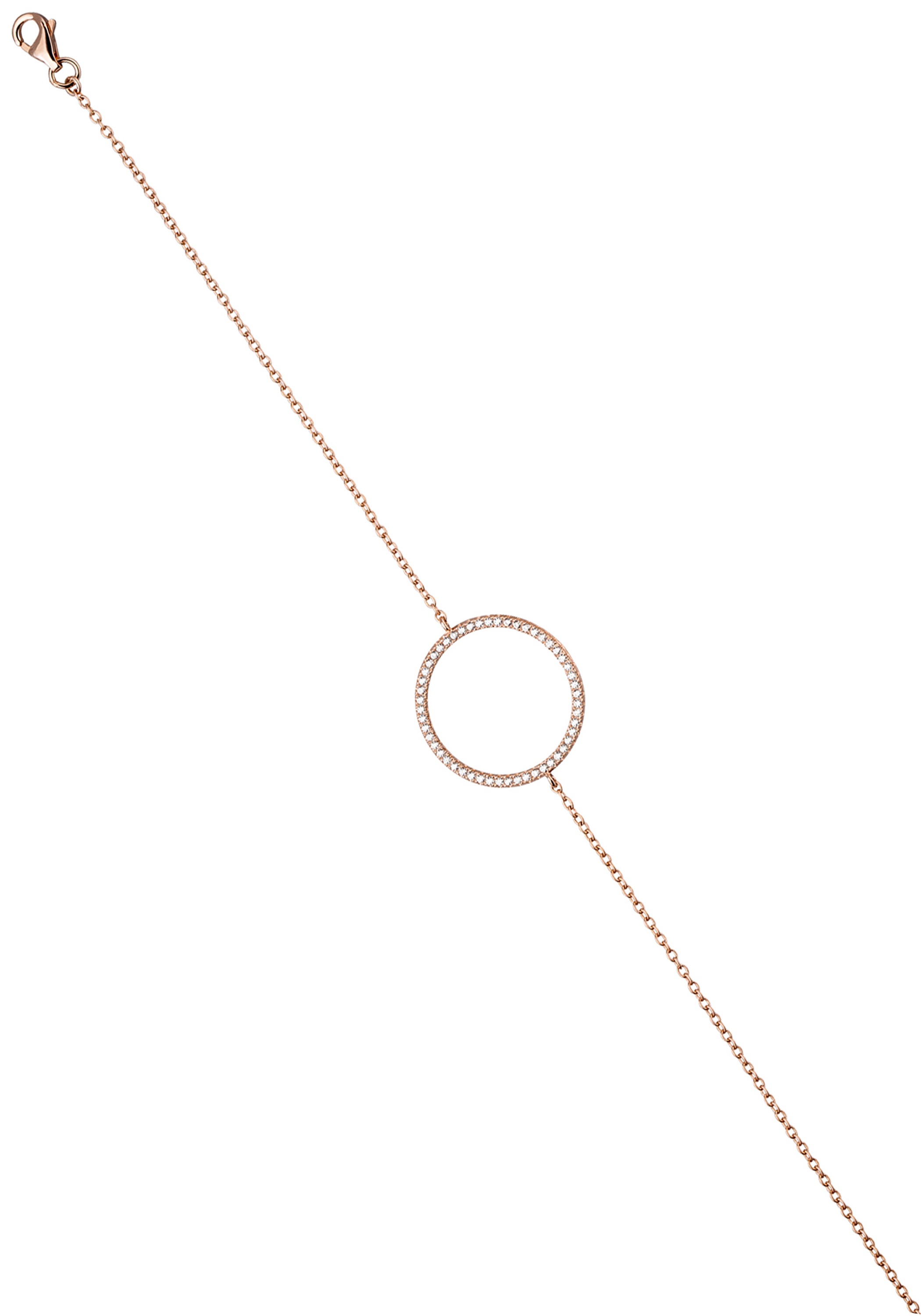 JOBO Armband 925 Silber roségold vergoldet mit 52 Zirkonia 21 cm