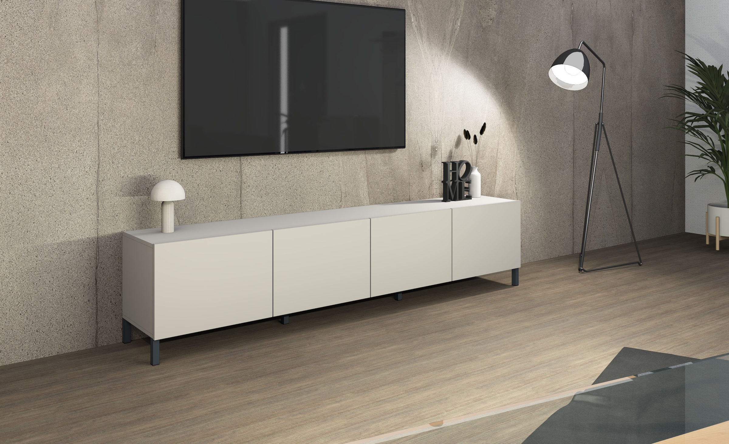 borchardt Möbel Lowboard, Metallfüße, grifflose Optik