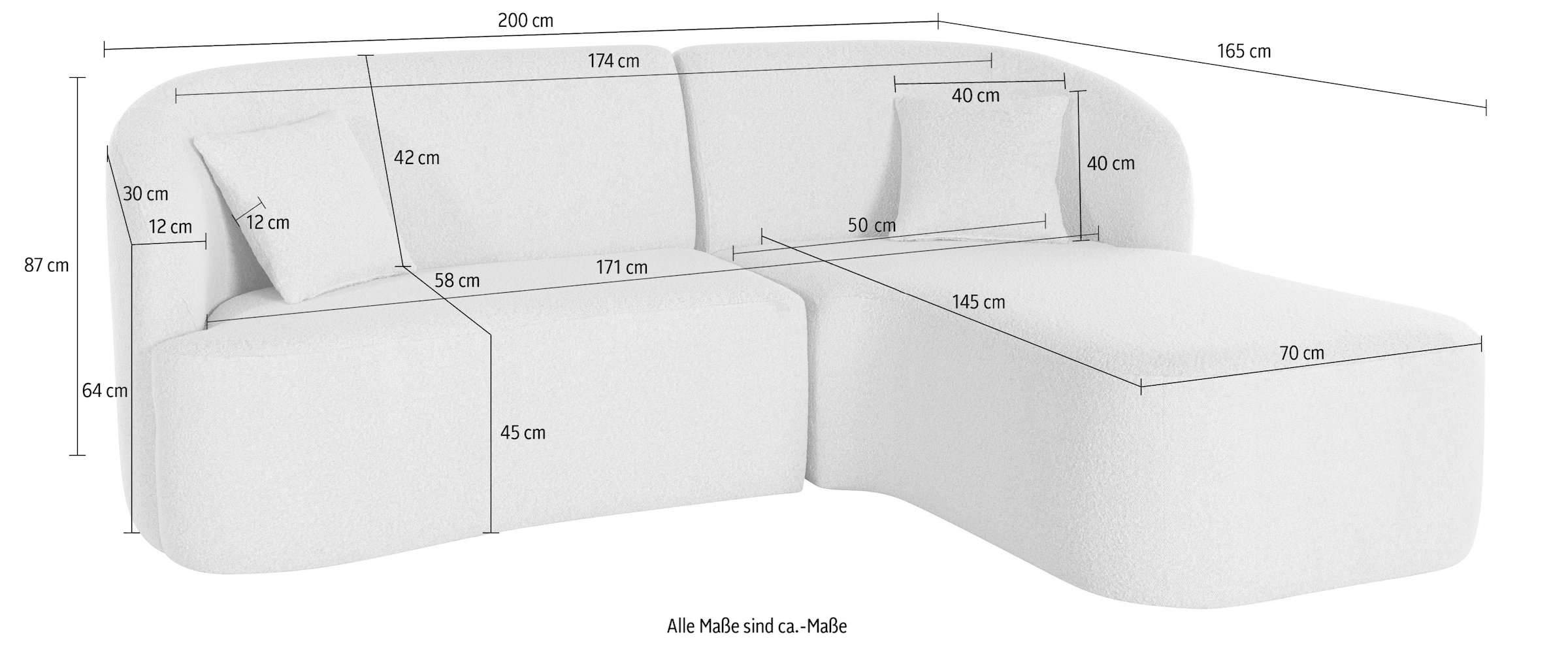 LeGer Home by Lena Gercke Ecksofa »Dilara L-Form« gerundete Rückenlehne und Front, in 3 Bezugsqualitäten