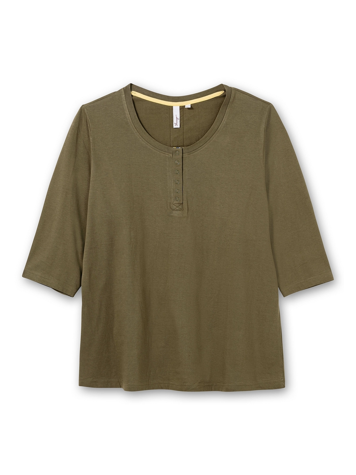 Sheego T-Shirt »Große Größen«, mit kurzer Knopfleiste und 3/4-Arm