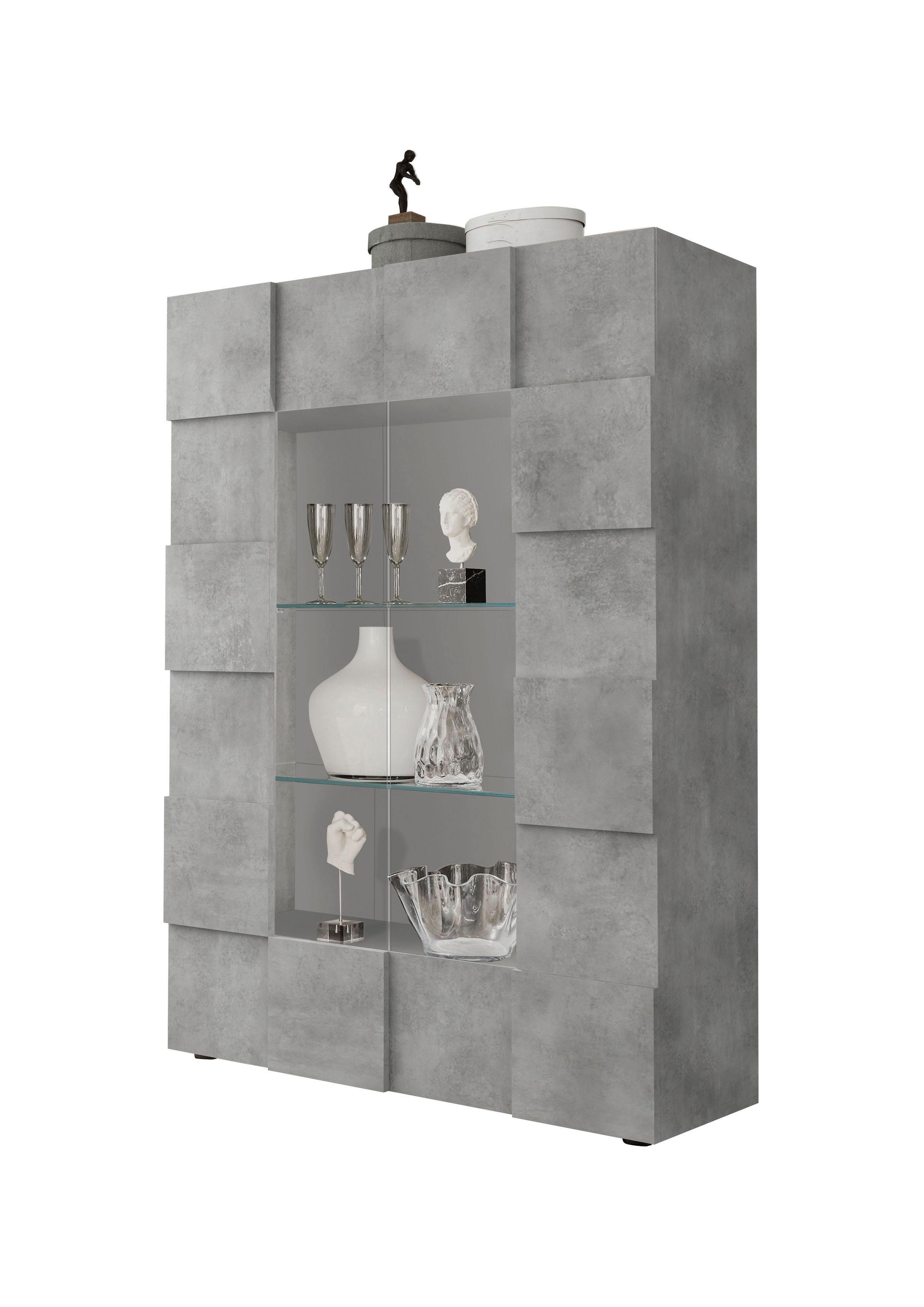 Home affaire Vitrine "Dama Höhe 166 cm, Breite 121 cm, Stauraumvitrine mit 2 Türen," Standvitrine - Front in 3D-Optik, viel Stauraum, verschiedene Farben