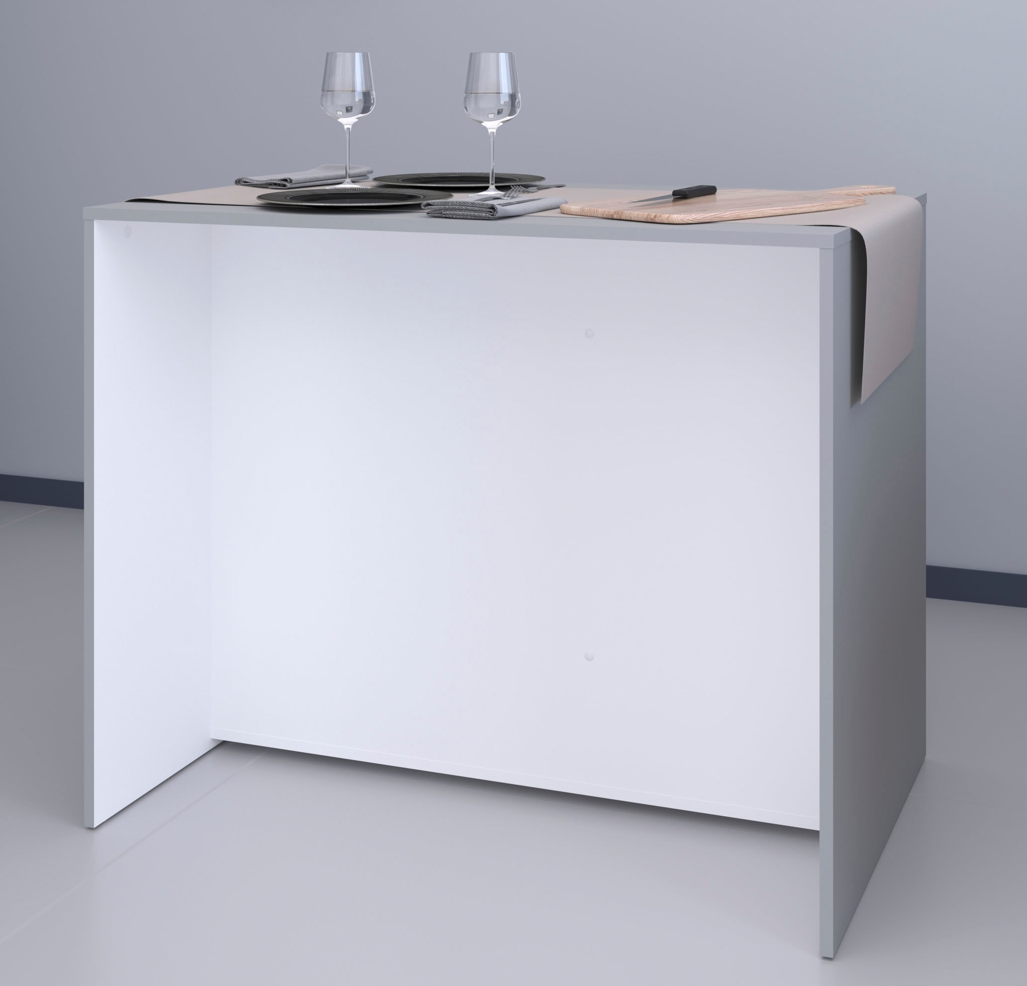 Parisot Schrank-Set »Parisot, Malice 5 - Buffet, Beistellschrank / Insel auf Rollen«, (3 St., Buffet, Beistellschrank, Insel - Mehrzweckrank Set), Beistellschrank auf Rollen, Insel mit Sitzgelegenheit, Beton-Optik