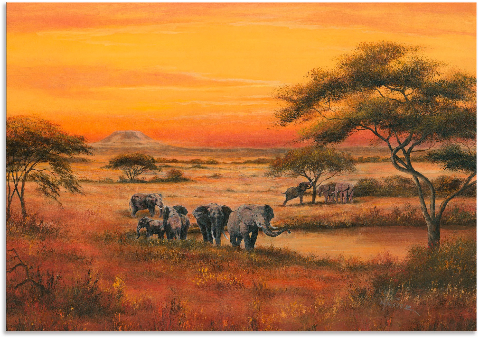 Artland Wandbild "Afrika Elefanten" Afrika 1 Stk. tlg. als Alubild, Outdoor günstig online kaufen