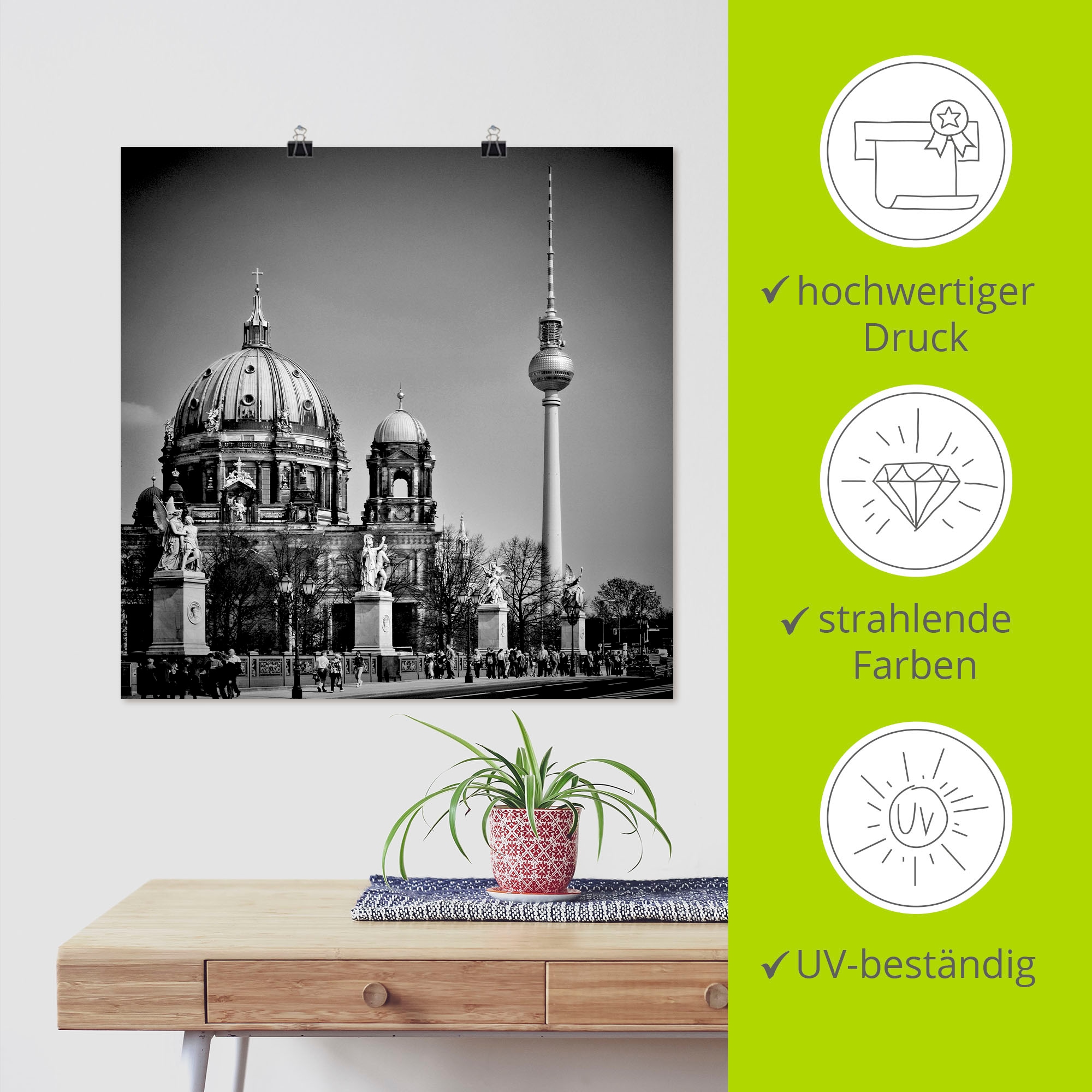 Artland Poster »Berlin Unter den Linden«, Gebäude, (1 St.), als Leinwandbild, Wandaufkleber oder Poster in versch. Größen