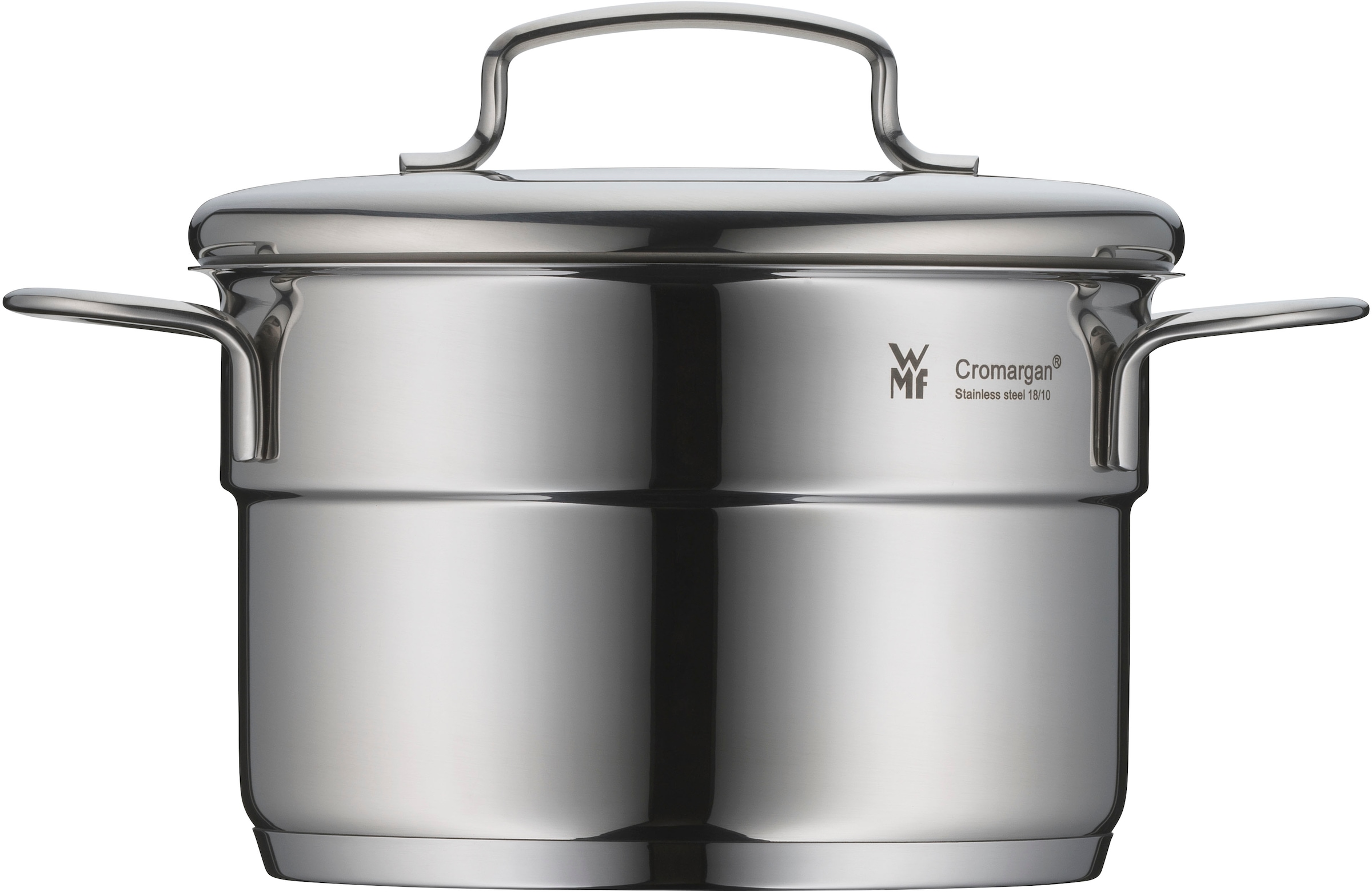 WMF Topf-Set »Mini«, Cromargan® Edelstahl Rostfrei 18/10, (Set, 9 tlg.), hochwertige Edelstahldeckel, platzsparende Aufbewahrung, Schüttrand