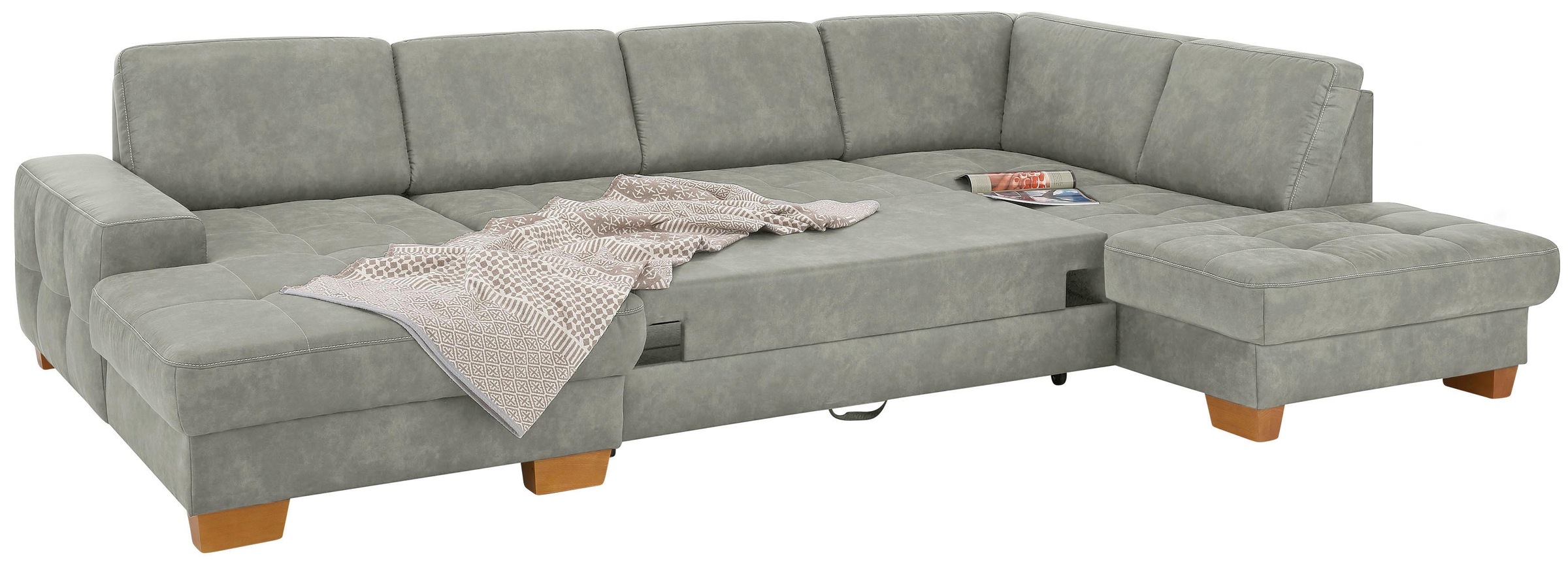 Home affaire Wohnlandschaft »Puccini U-Form« mit Federkern, Sitztiefenverstellung, Kontrastnaht