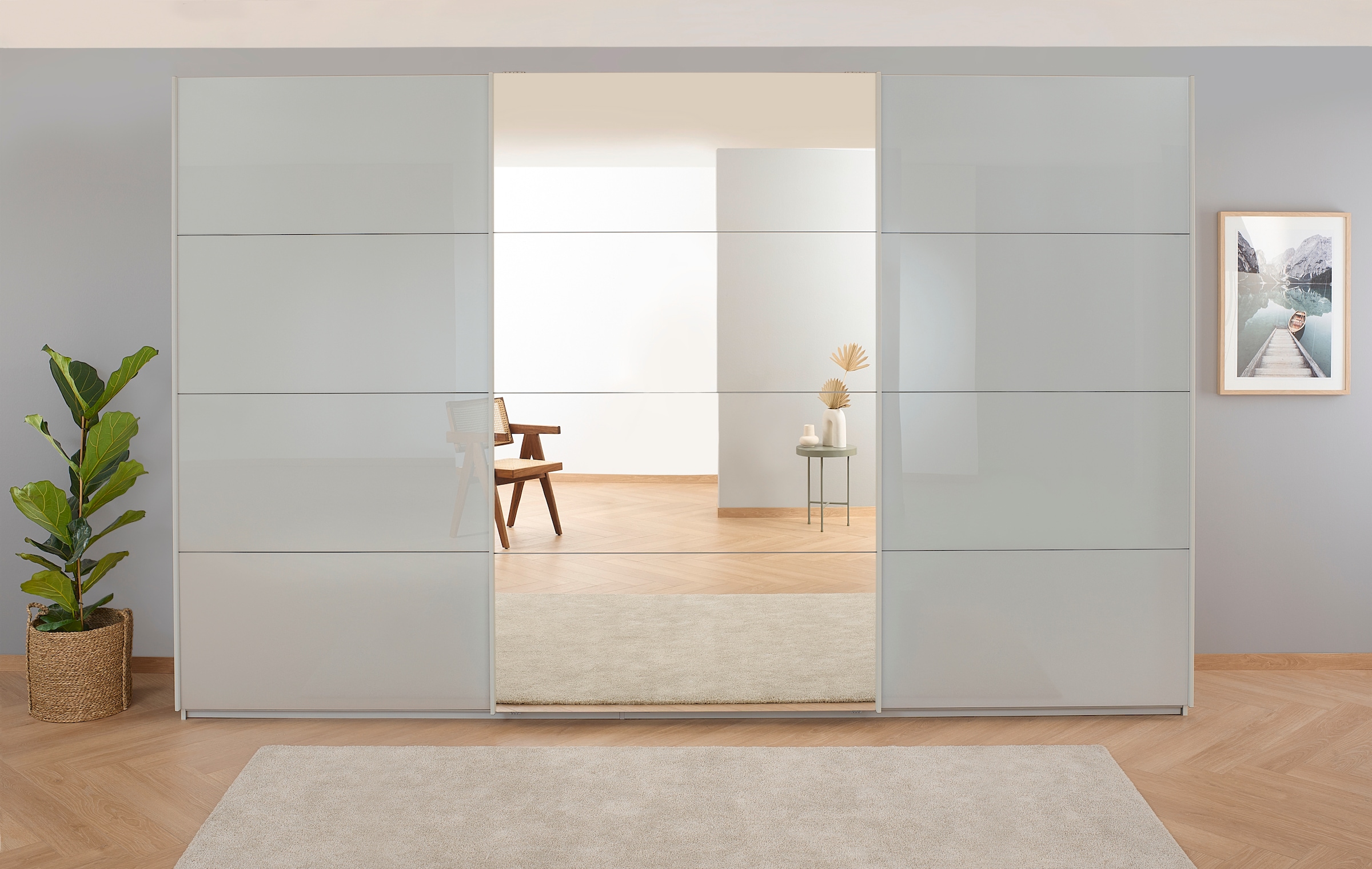 OTTO home "Mehrzweckschrank Aktenschrank Möbel Mietswohnung Schlafzimmer KOLUNA" 3 Ausstattungen BASIC/CLASSIC/PREMIUM (inkl. SOFT-CLOSE-FUNKTION), Breiten 203/271/315/360 cm Höhen 210/229 Glas-Front MADE IN GERMANY