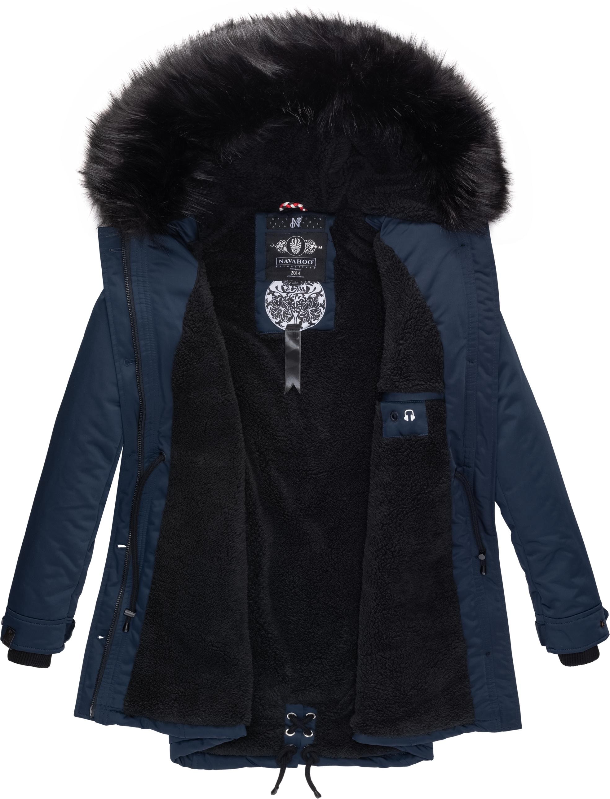 Navahoo Wintermantel »Luluna Prc«, edler Parka mit großer Kunstfellkapuze