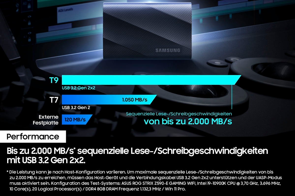 Samsung externe SSD »T9« 3,5 1 TB Anschluss USB Typ-C,3.2 Gen 2 (3.1 Gen 2)