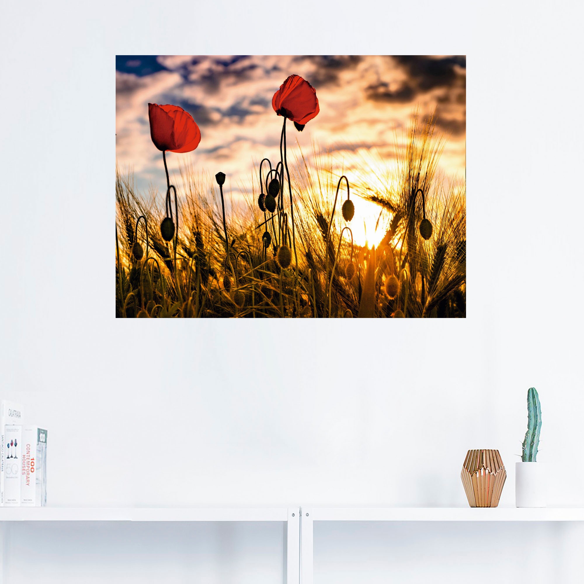 Artland Wandbild »Mohnblumen im Sonnenuntergang«, Blumen, (1 St.), als Alubild, Outdoorbild, Leinwandbild, Poster, Wandaufkleber