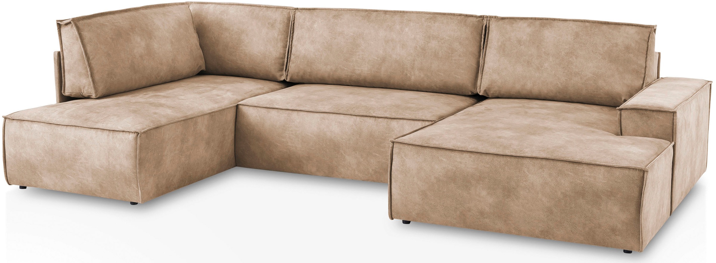 Home affaire Wohnlandschaft »SHERWOOD 329 cm, U-Form, Schlafsofa,«, Schlaffunktion m. Bettkasten (194x139 cm), Cord, Vintage, Samtvelours