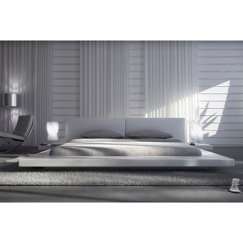 SalesFever Polsterbett, Design Bett in moderner Optik, Lounge Bett inklusive Nachttisch