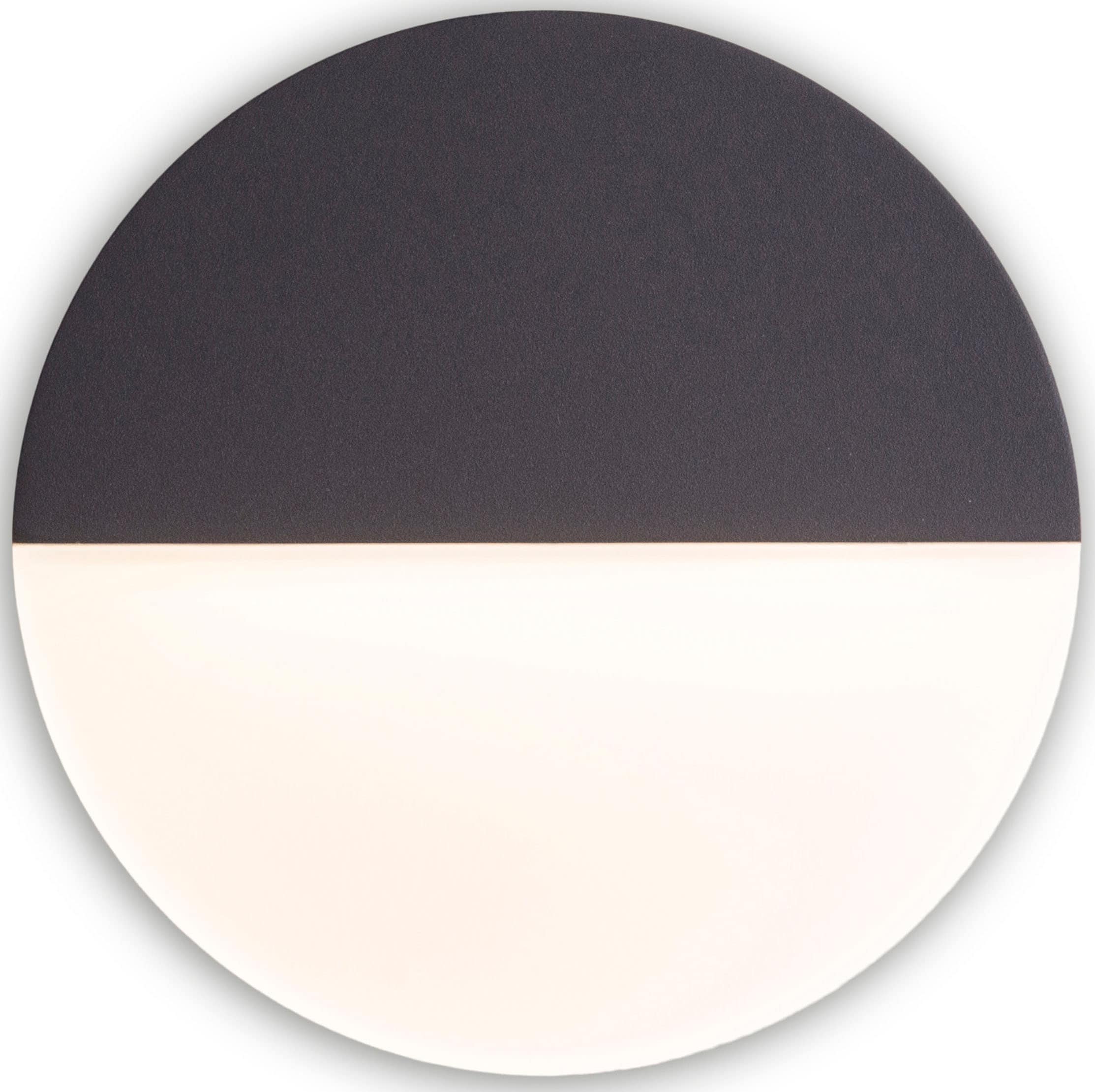 näve LED Außen-Wandleuchte »Sobrio«, 1 flammig, Leuchtmittel LED-Board | LED fest integriert, Wandleuchte, Terrasse, anthrazit, Ø: 18cm, LED warmweiß