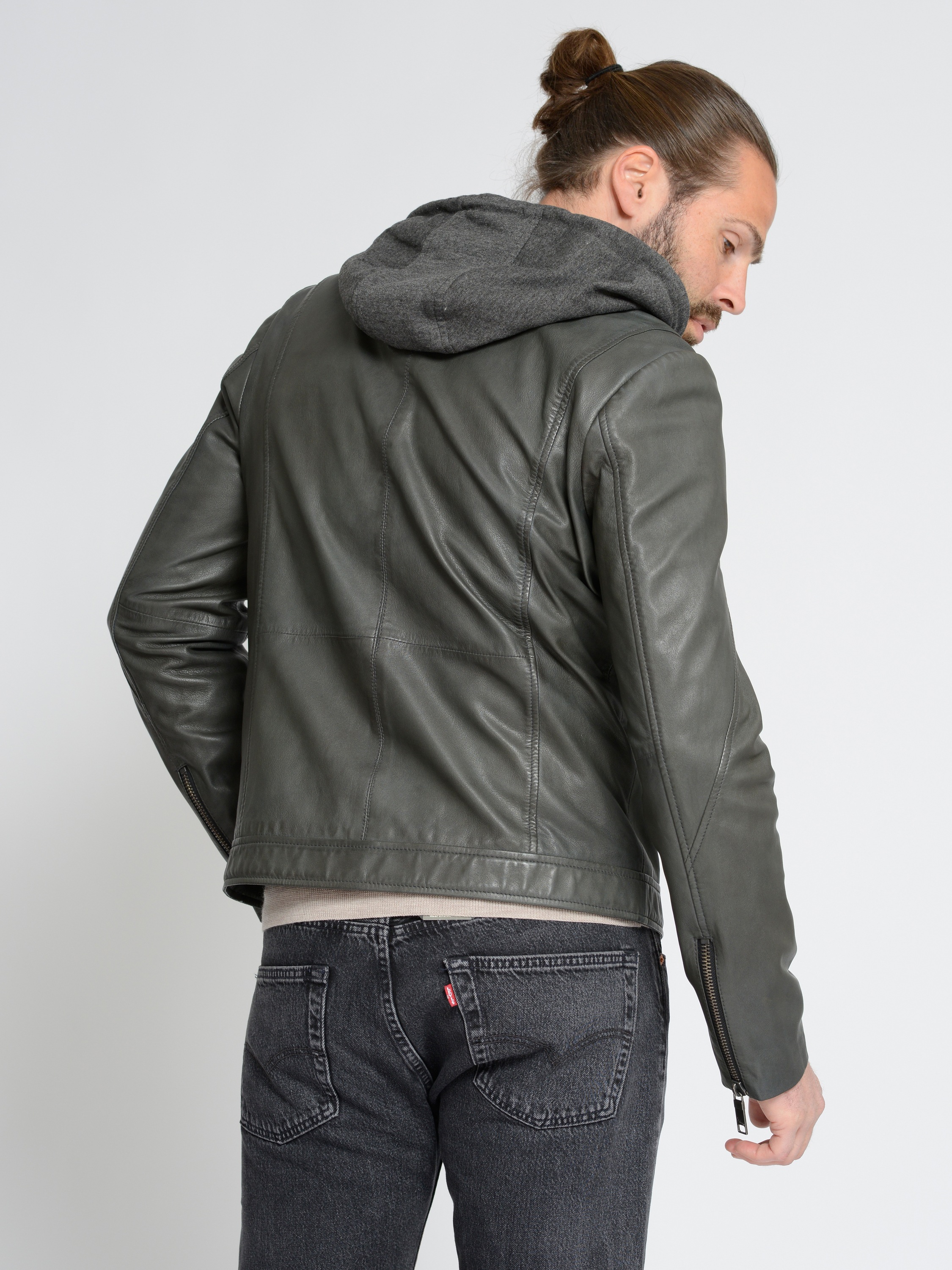 MAZE 42021311 Herren Lederjacke Grau M 3