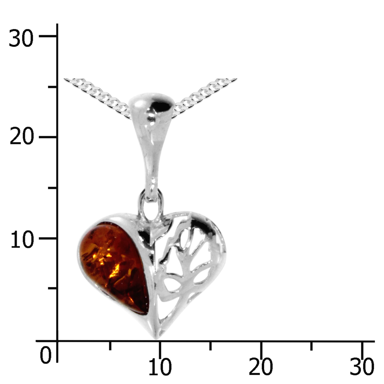 OSTSEE-SCHMUCK Kette mit Anhänger »- Herz 15 mm - Silber 925/000 - Bernstein«