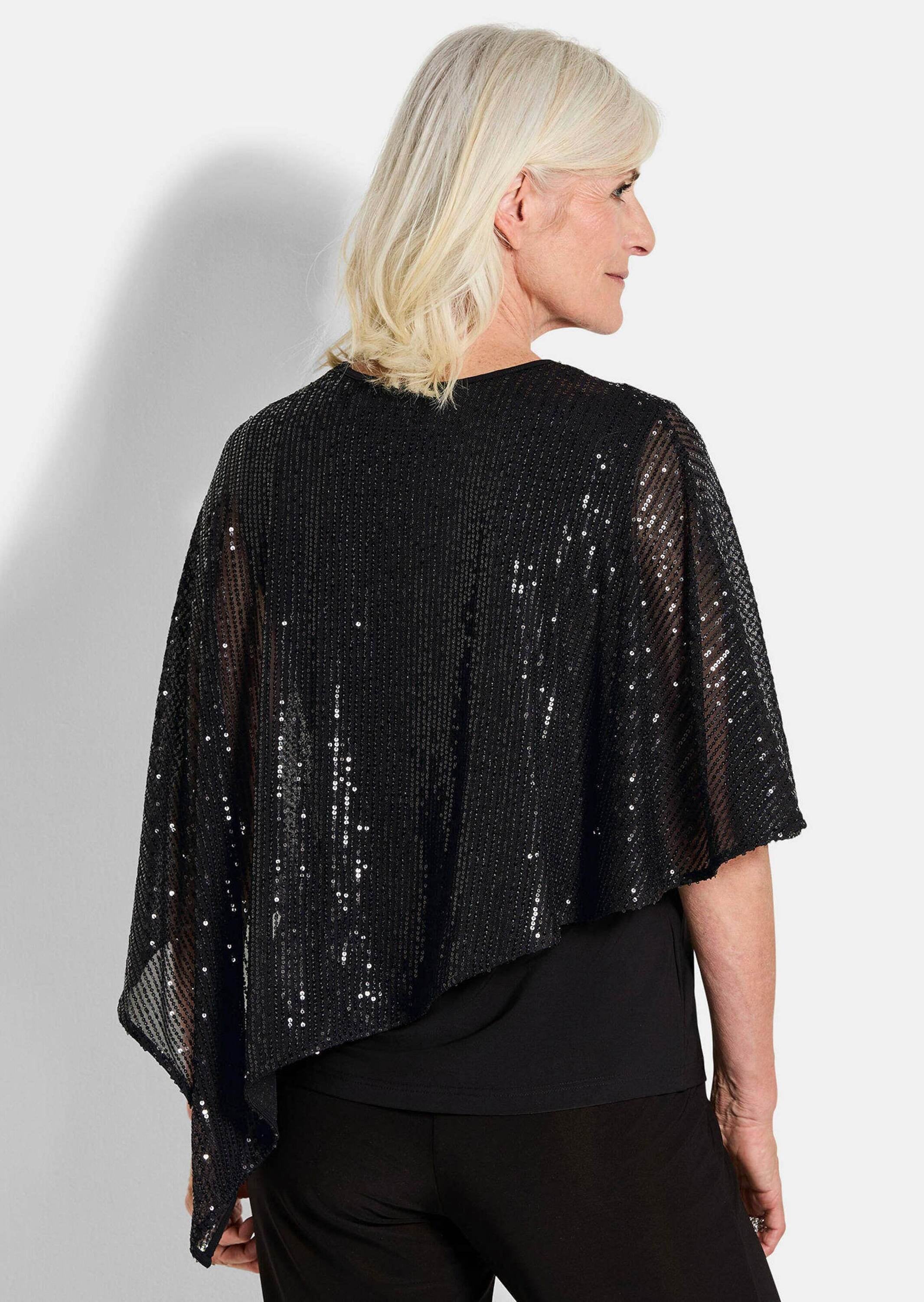 GOLDNER Kurzarmshirt »Kurzgröße Shirt mit Pailletten«