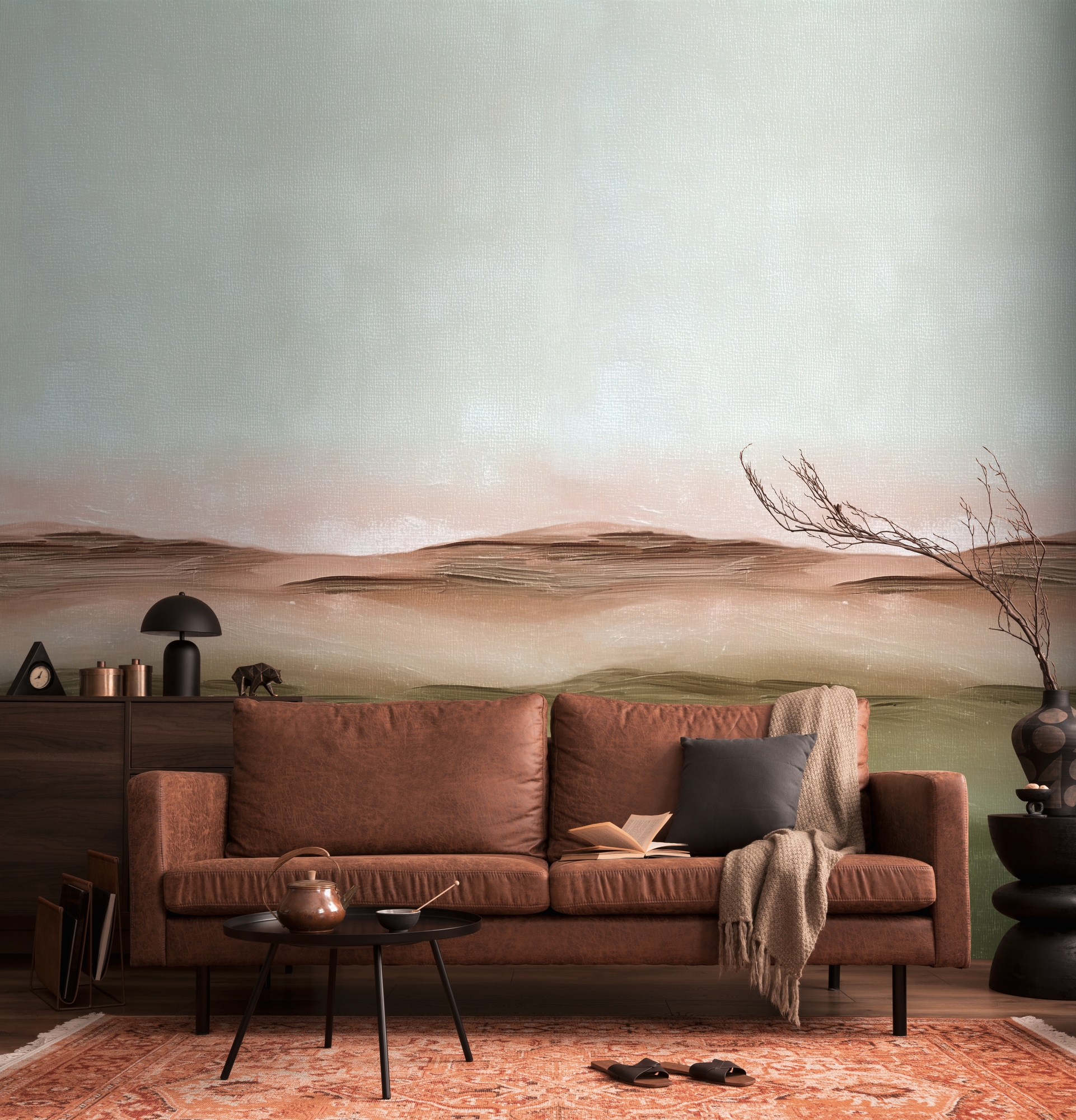 living walls Vliestapete "Vibes & Styles Alvaris – Horizon Layers Fototapete" Meer leicht strukturiert Aquarelllandschaft mit harmonischem Verlauf und ruhiger Tiefenwirkung