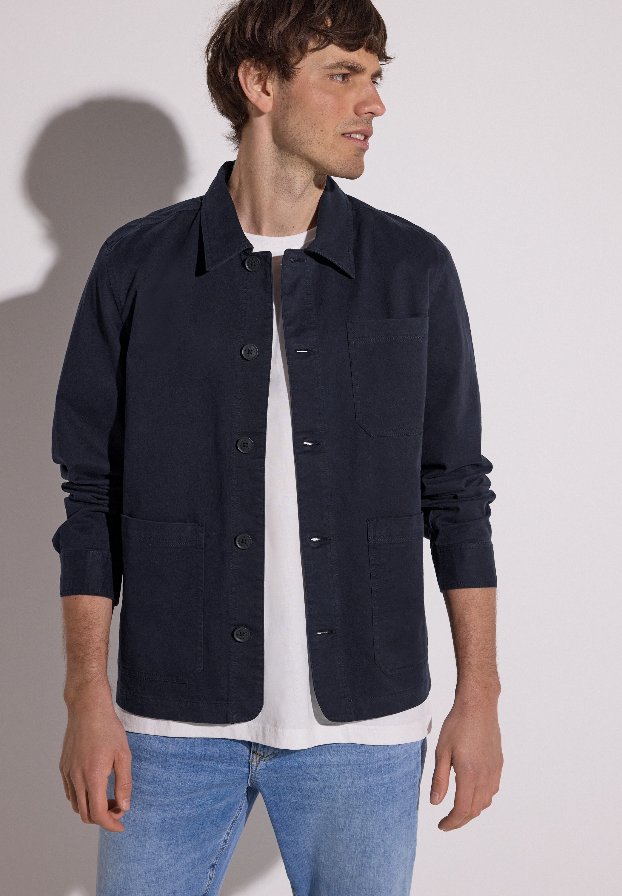STREET ONE MEN Kurzjacke ohne Kapuze aus Baumwolle mit Stretchanteil
