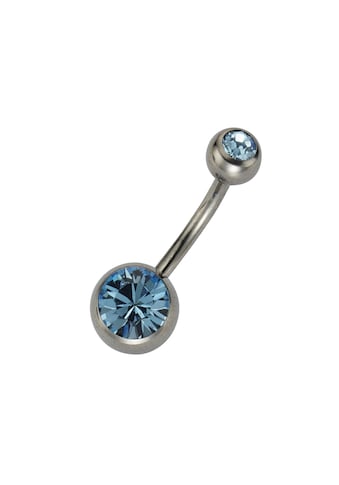 Bauchnabelpiercing »Titan silberfarben Kristall hellblau«