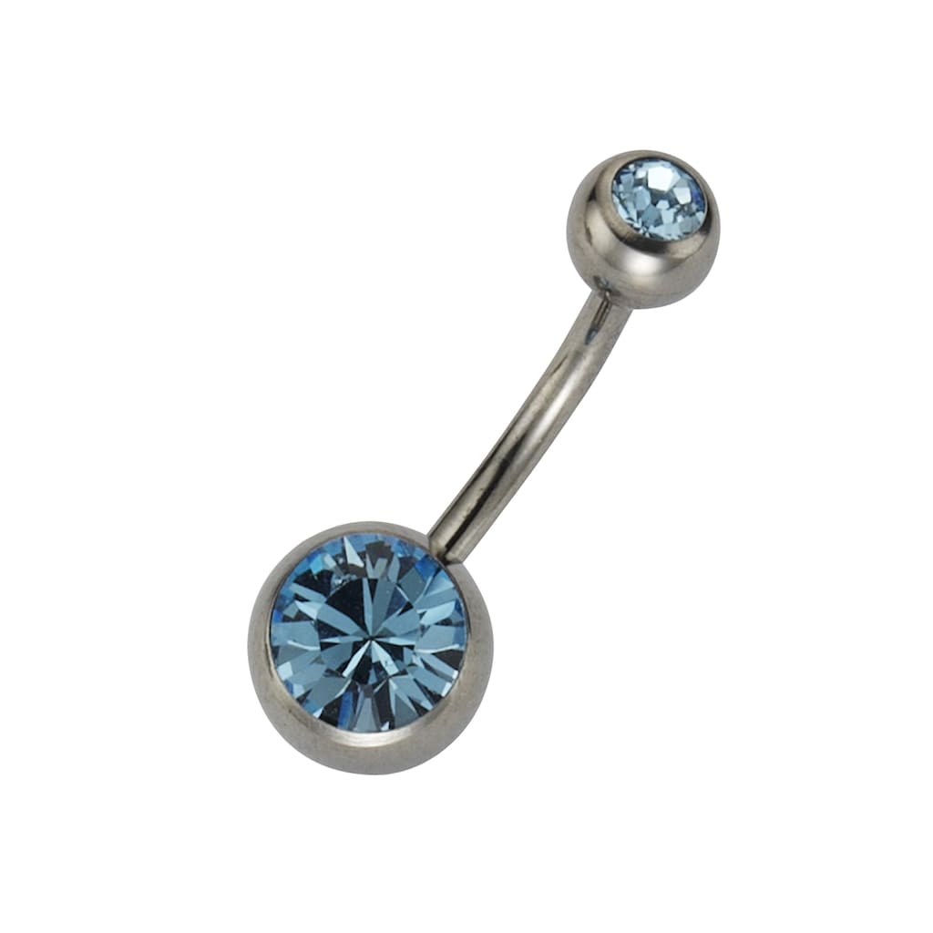 Zeeme Bauchnabelpiercing »Titan silberfarben Kristall hellblau«