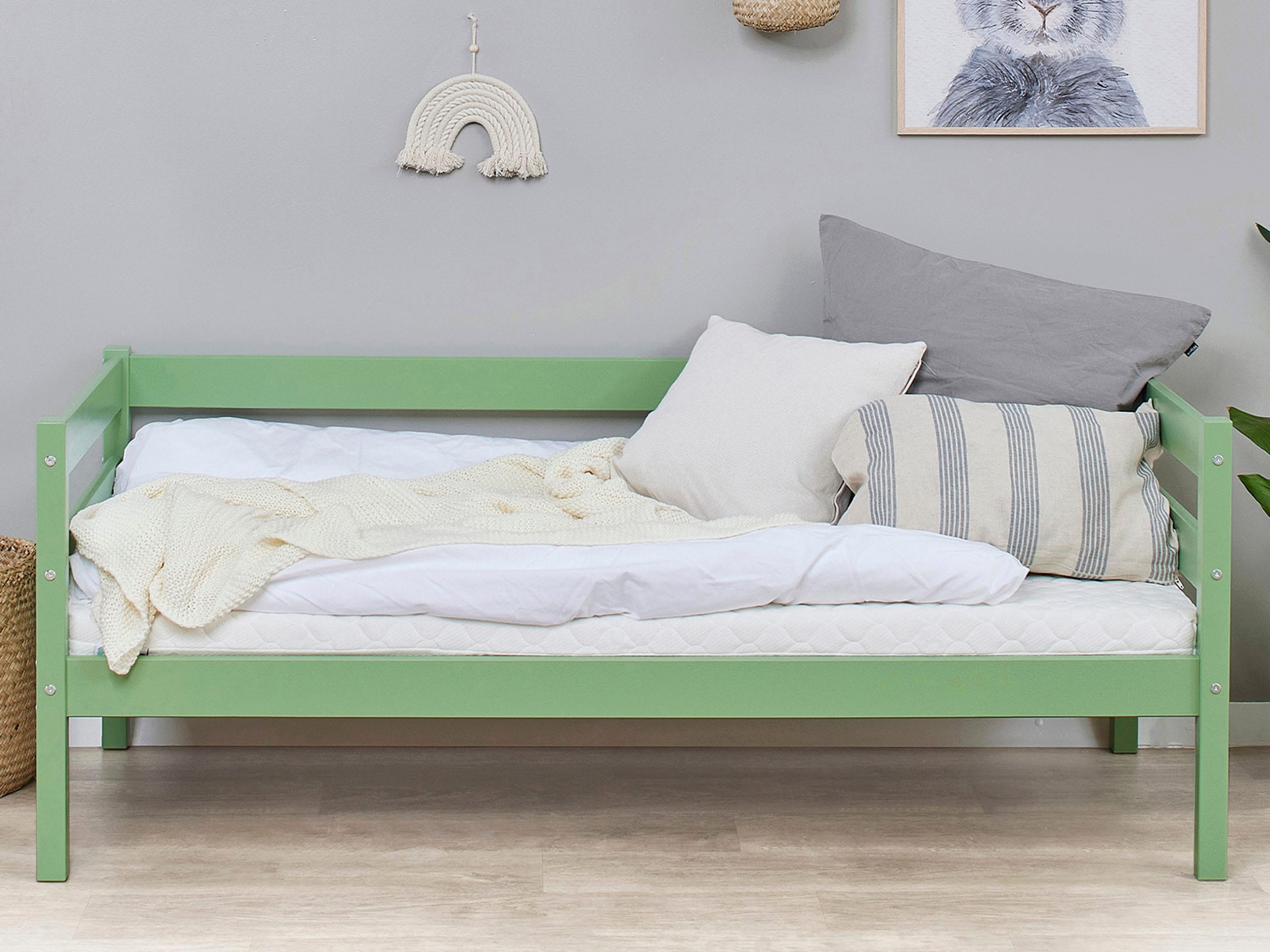 Hoppekids Einzelbett »ECO Comfort Kinderbett, Kiefer Massivholz, Jugendbett inkl. Rollrost« 70x160 cm, wahlweise in verschieden Farben/ Matratze/ Absturzsicherung