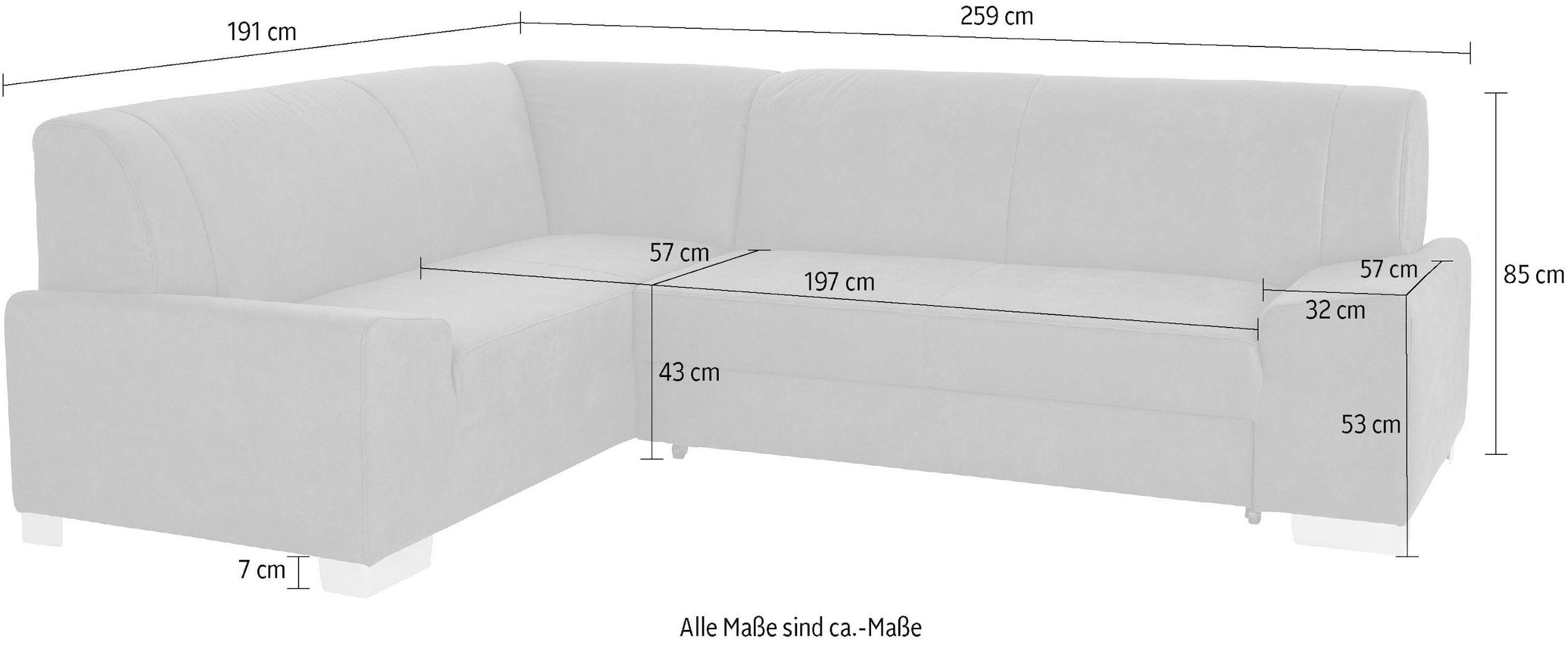 DOMO collection Ecksofa »Anzio in kubischer Formensprache, flache Armlehnen, L-Form«, Wahlweise mit Bettfunktion und Federkern für hohen Sitzkomfort