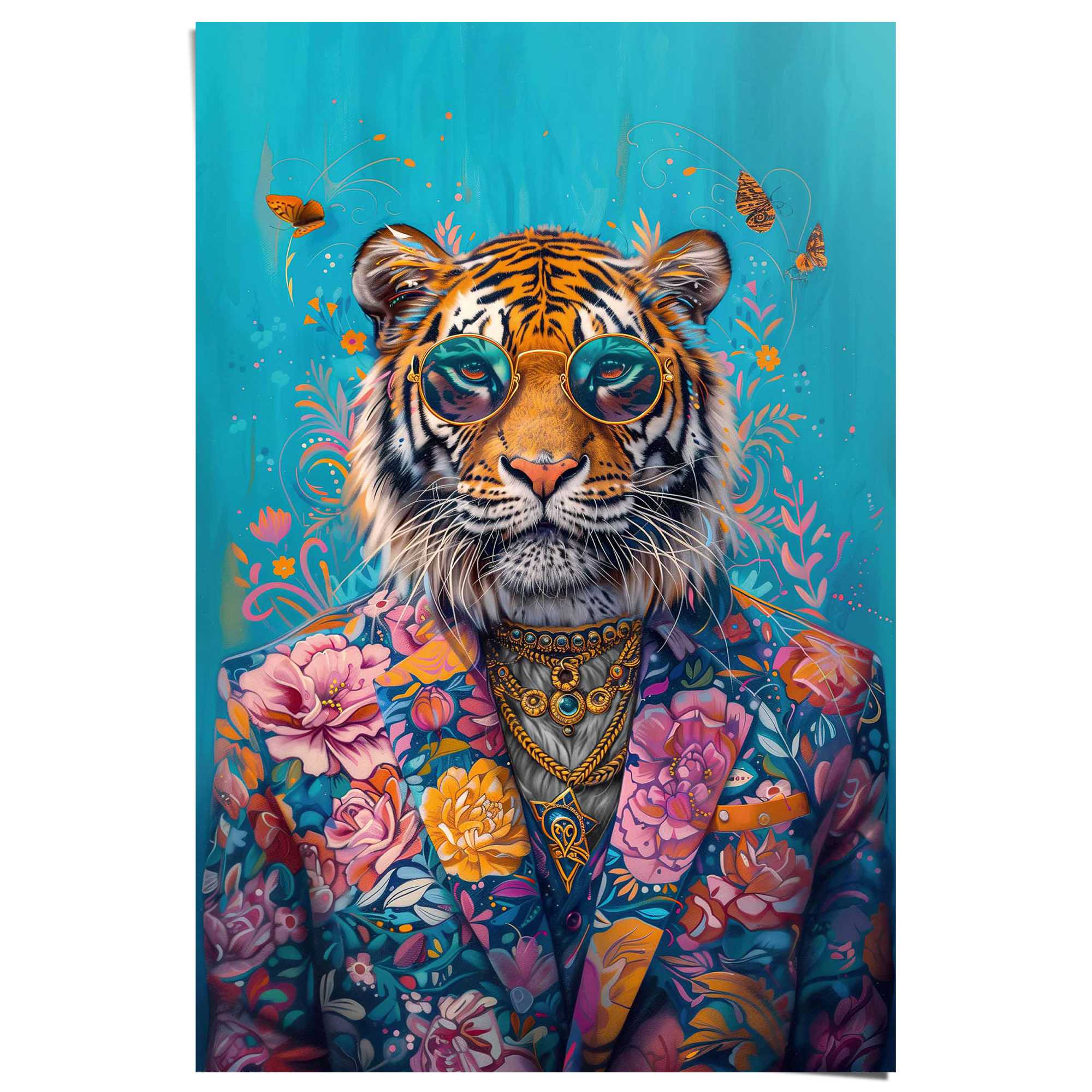 Reinders Poster "Dressed Tiger" Teenager Zimmer - Mehrfarbig - 150 gr. Papier - Tiere - 61x91,5 cm
