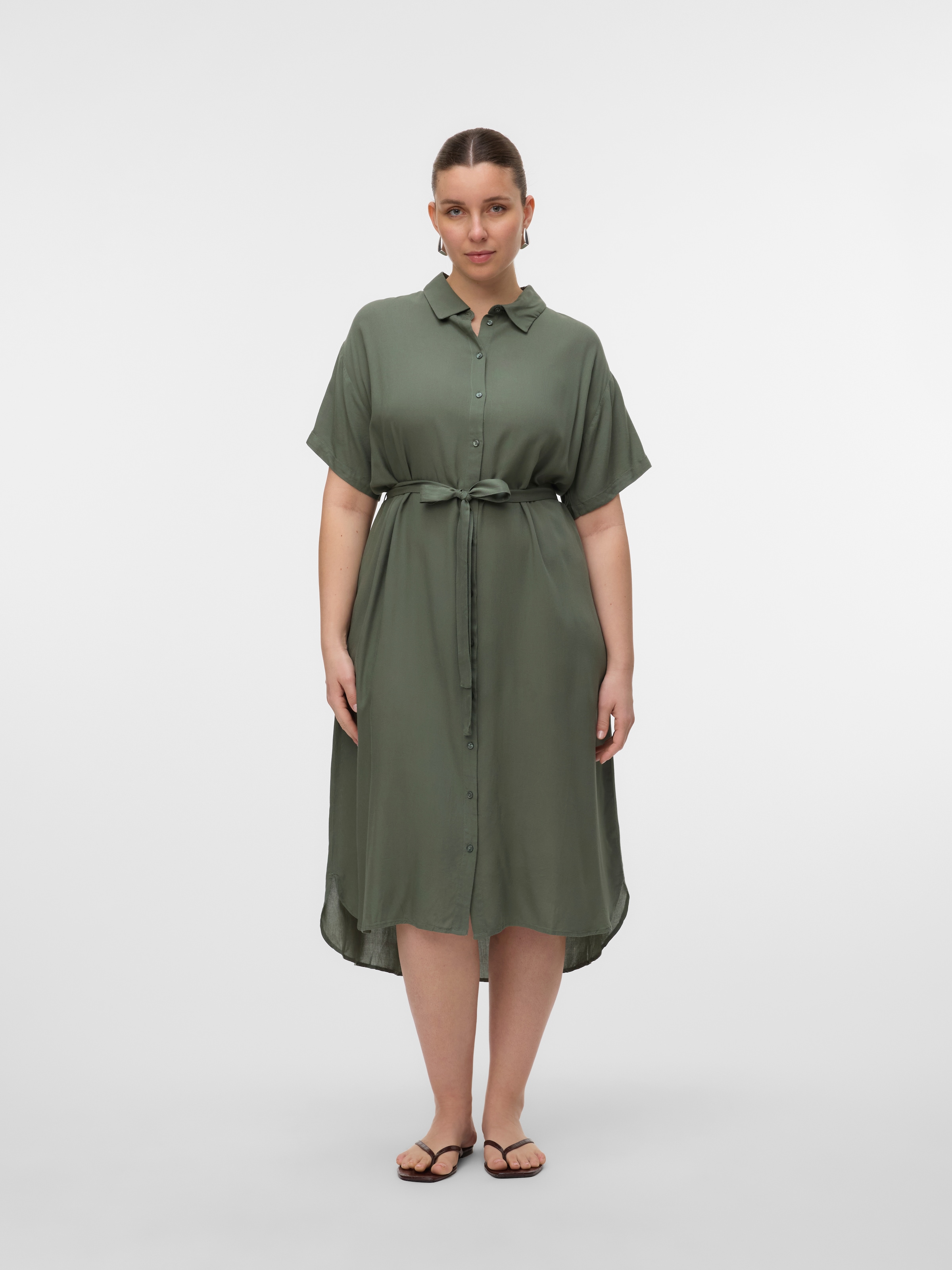 Vero Moda Curve Hemdblusenkleid "VMBUMPY SS SHIRT DRESS WVN GA CUR", Sommer günstig online kaufen