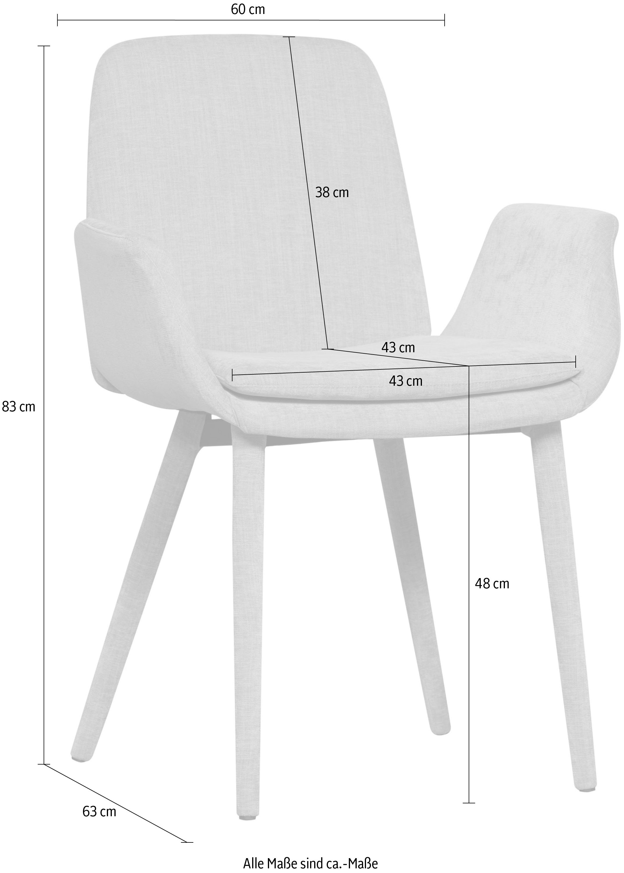 WOOOD Esszimmerstuhl »Curve«, (Set), 2 St., mit gepolsterten Beinen, Höhe 83 cm