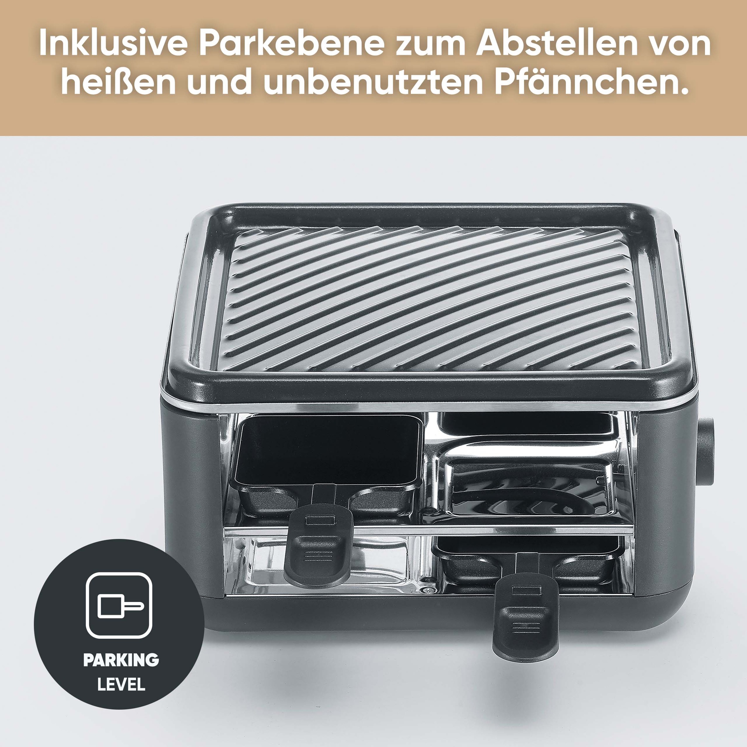 Severin Raclette »Black Line Lite Mini RG 2360« 4 Stk. Raclettepfännchen 600 W Raclette-Grill