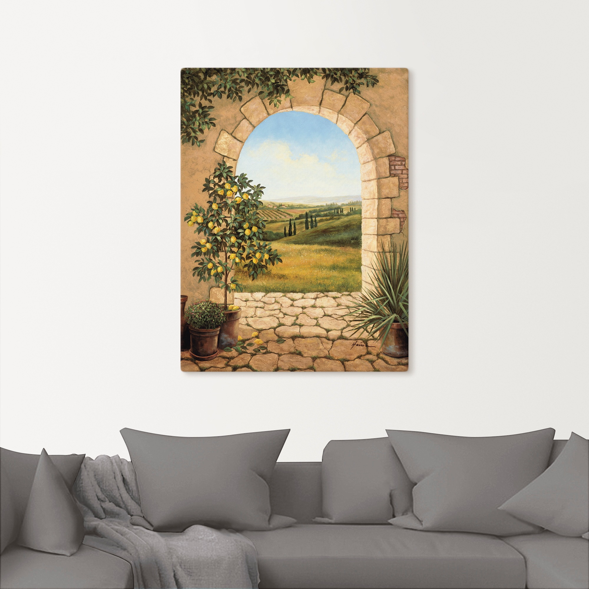 Artland Wandbild "Zitronenbaum vorm Torbogen" Fensterblick 1 Stk. tlg. als günstig online kaufen