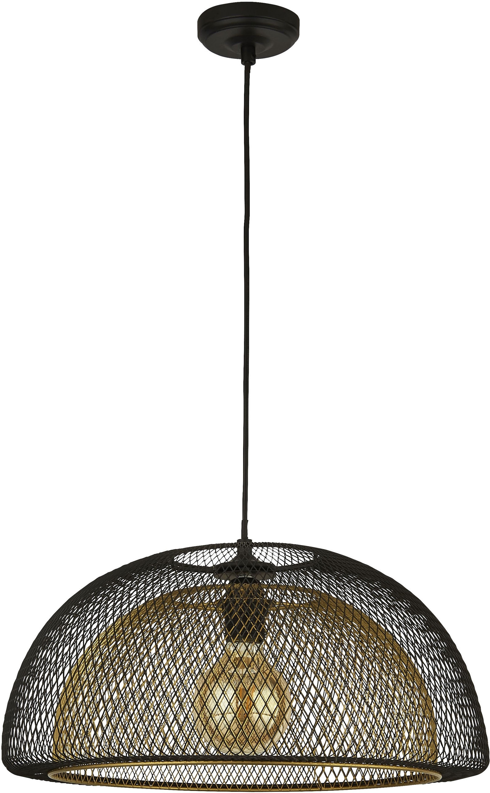Searchlight Pendelleuchte »Wabenanhänger - Schwarzmetall & Goldgeflecht« E27 1 Stk.