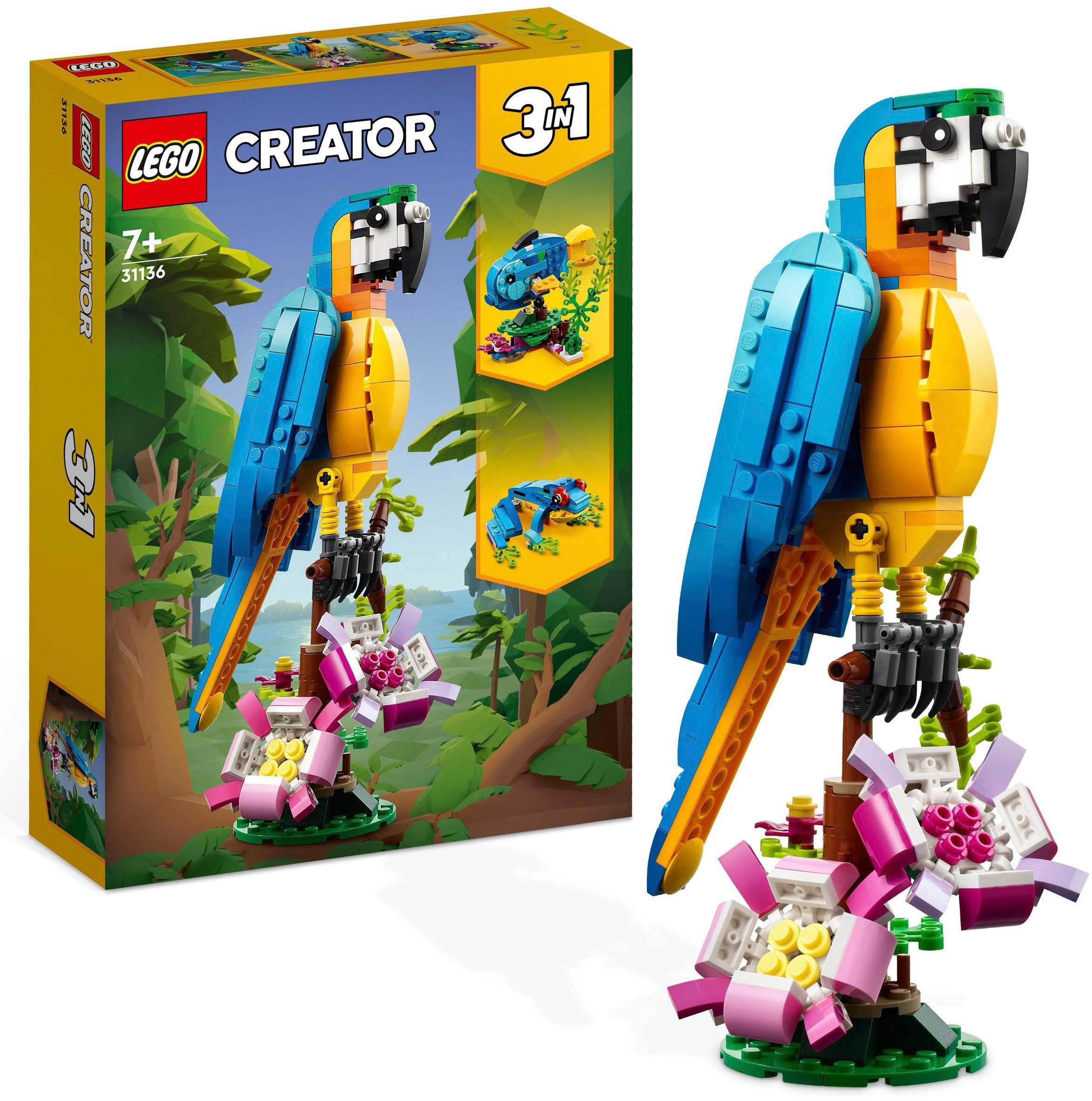 LEGO Kinder Konstruktionsspielsteine "Exotischer Papagei (31136), LEGO Creator 3in1", bunt, Kunststoff, Spielbausteine