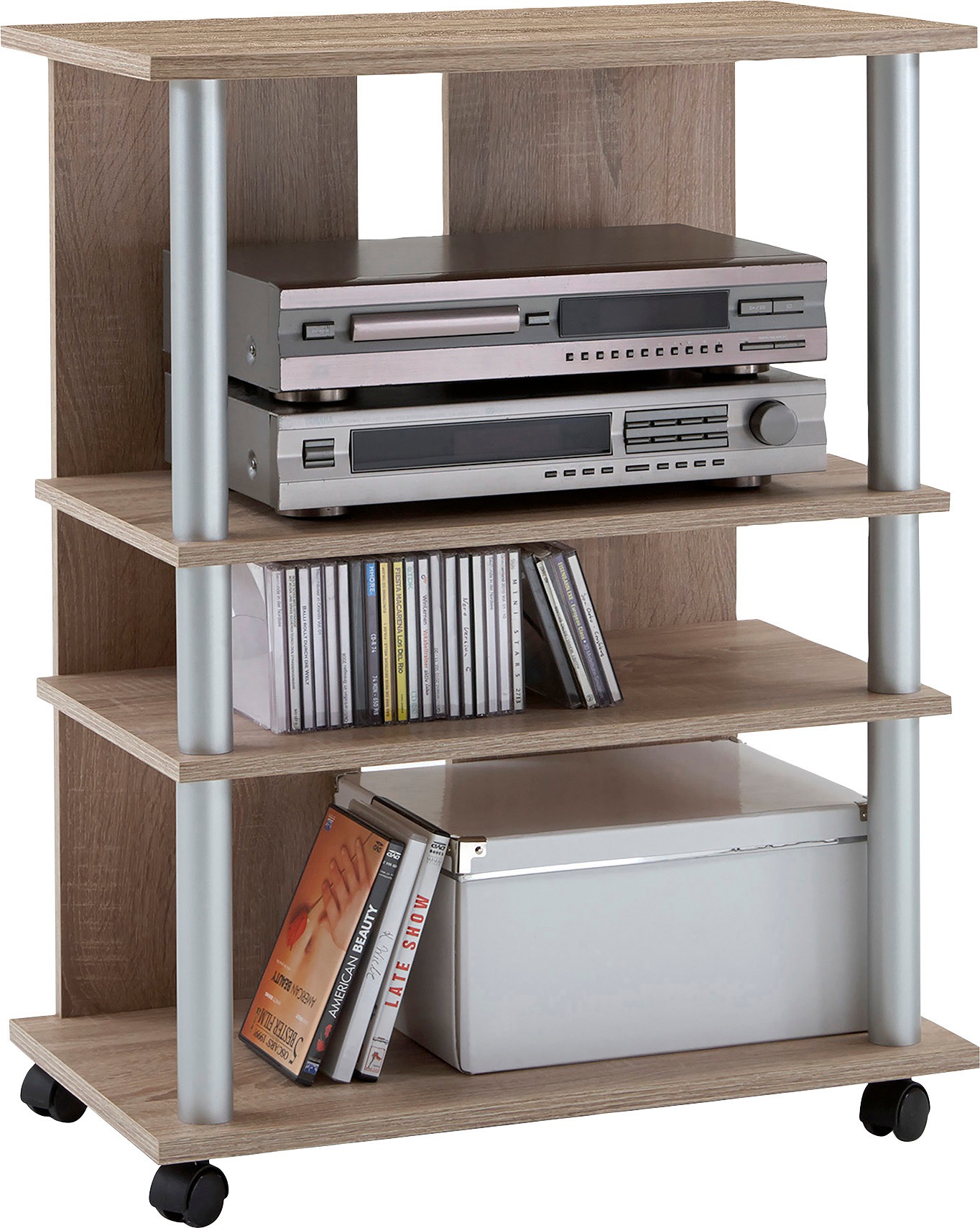 FMD Media-Regal "Variant" Regal auf Rollen, Multimedia, TV, Hifi, 3 Böden, günstig online kaufen