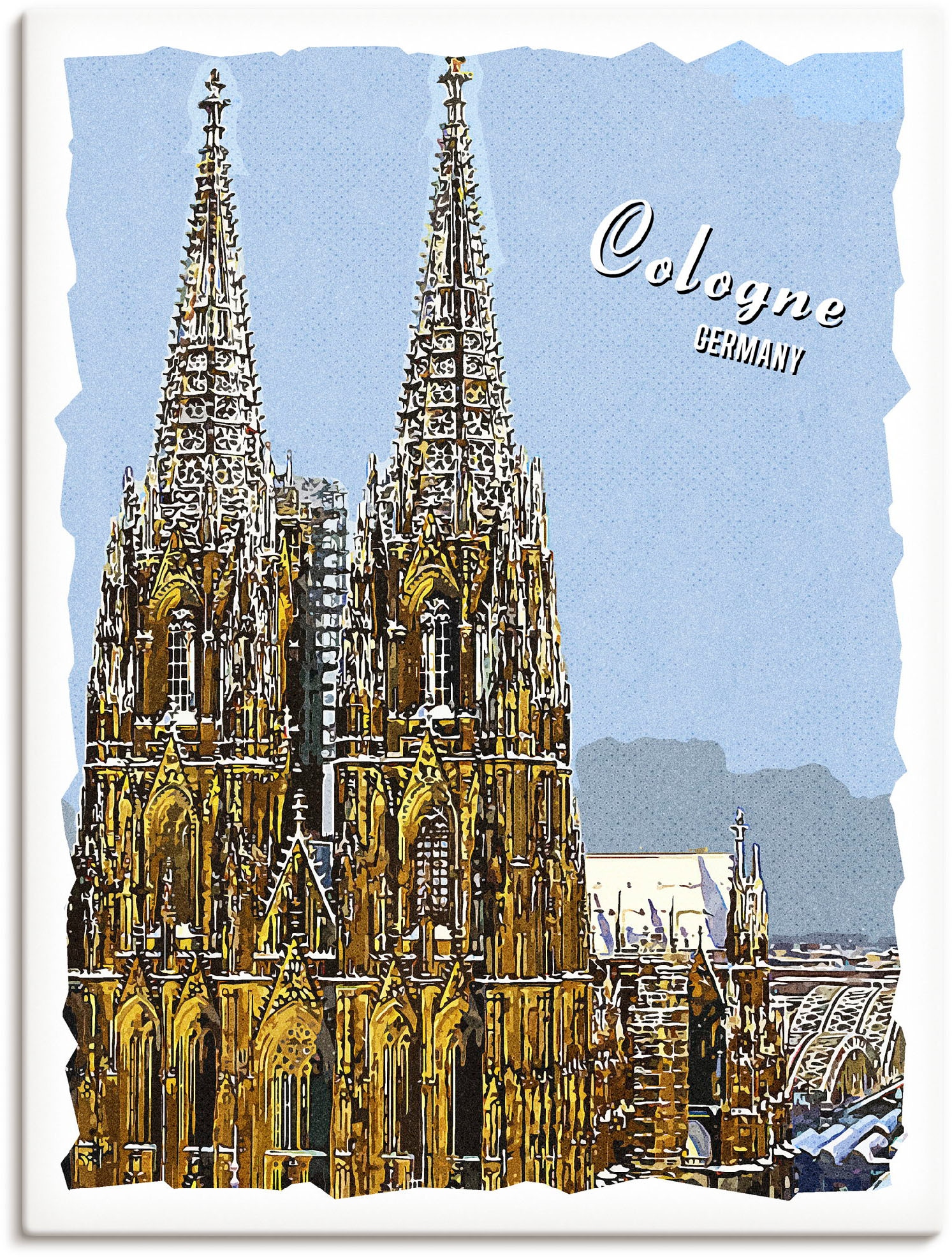 Artland Leinwandbild "Köln Dom Grafik", Köln, (1 St.), auf Keilrahmen gespannt